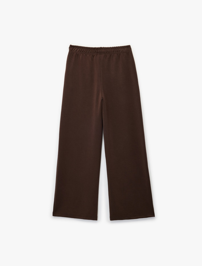 Kız Çocuk Modal Karışımlı Basic Geniş Paça Eşofman Altı