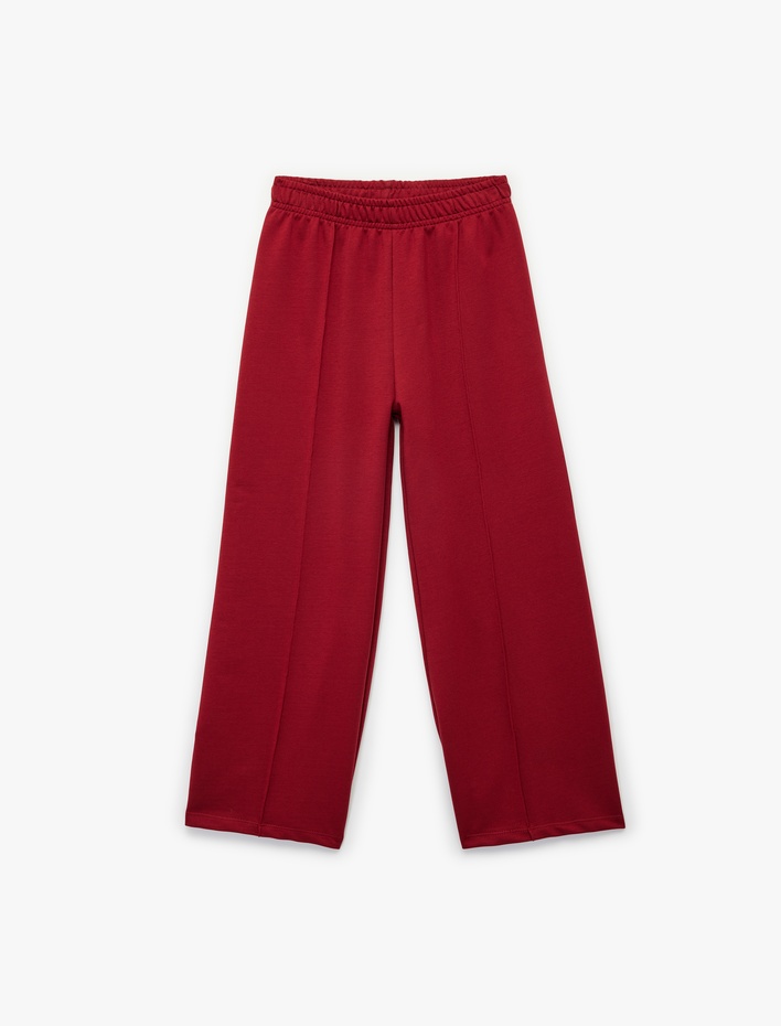 Kız Çocuk Pamuklu Beli Lastikli Geniş Paça Pantolon