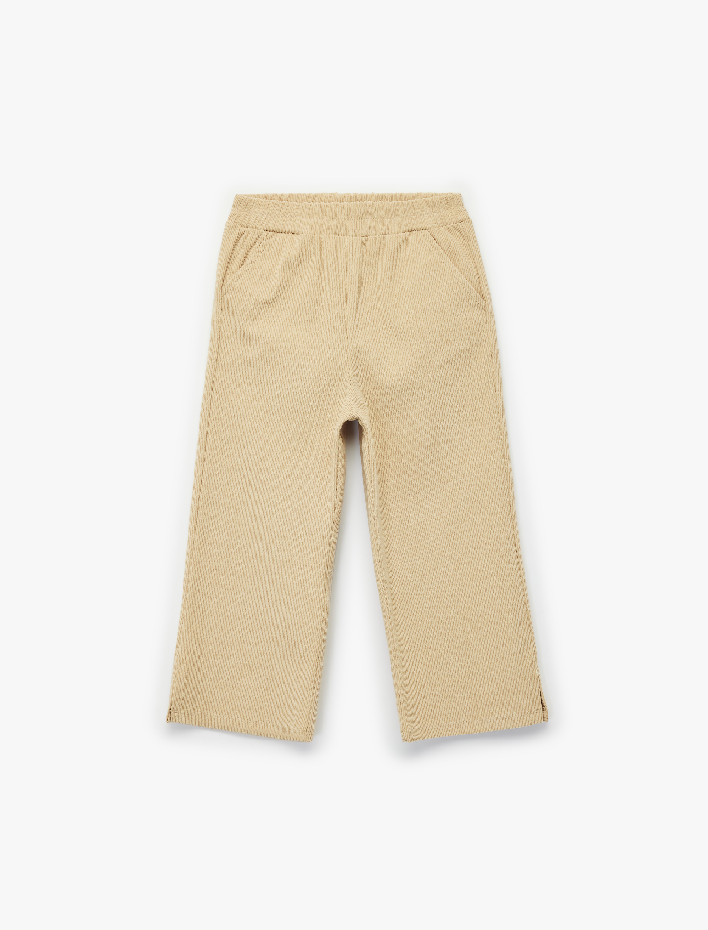 Kız Bebek Çift Cepli Beli Lastikli Geniş Paça Kadife Eşofman Altı