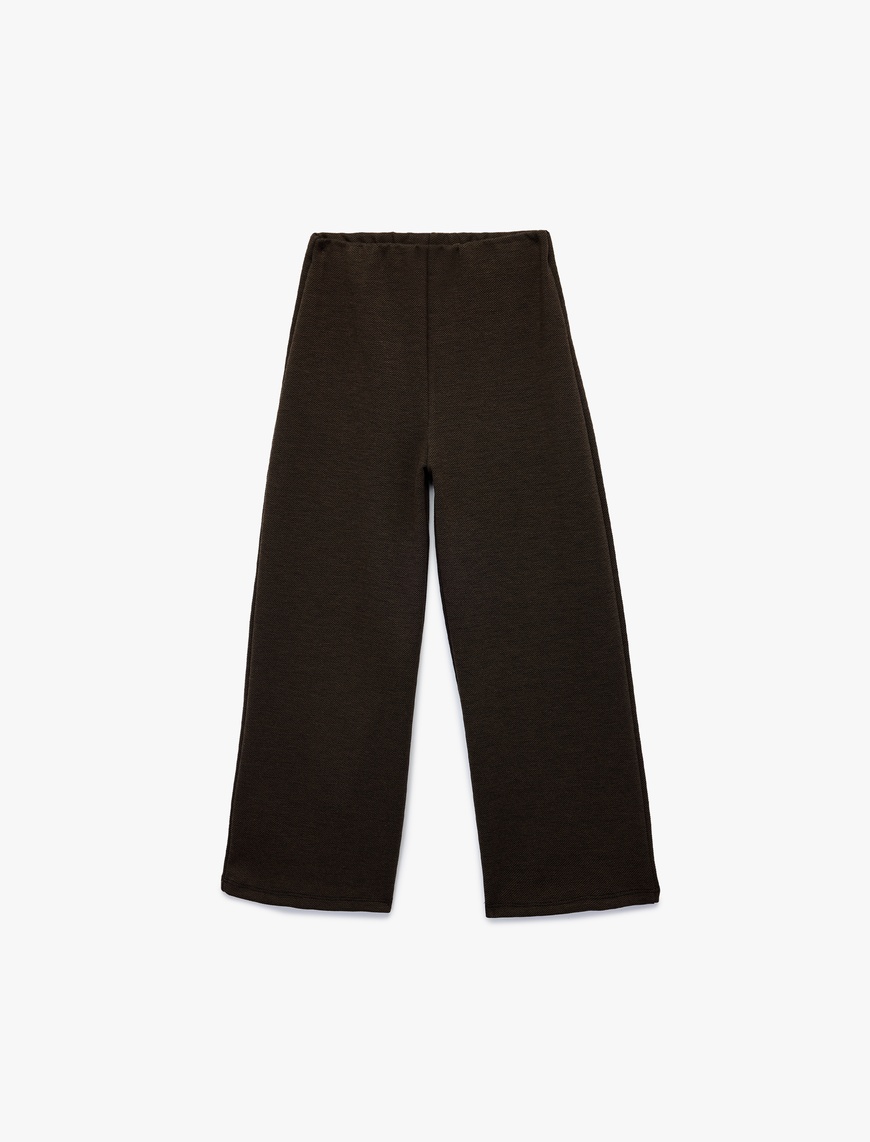  Kız Çocuk Viskon Karışımlı Basic Geniş Paça Pantolon