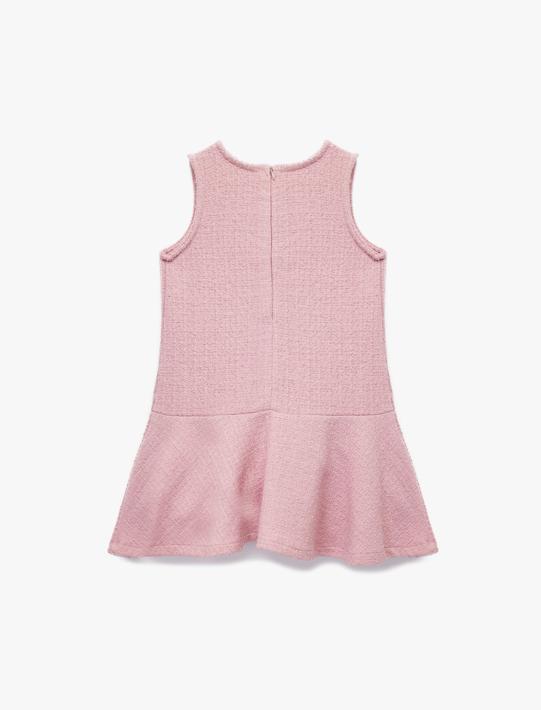  Kız Çocuk Kolsuz Bisiklet Yaka Düğmeli Elbise