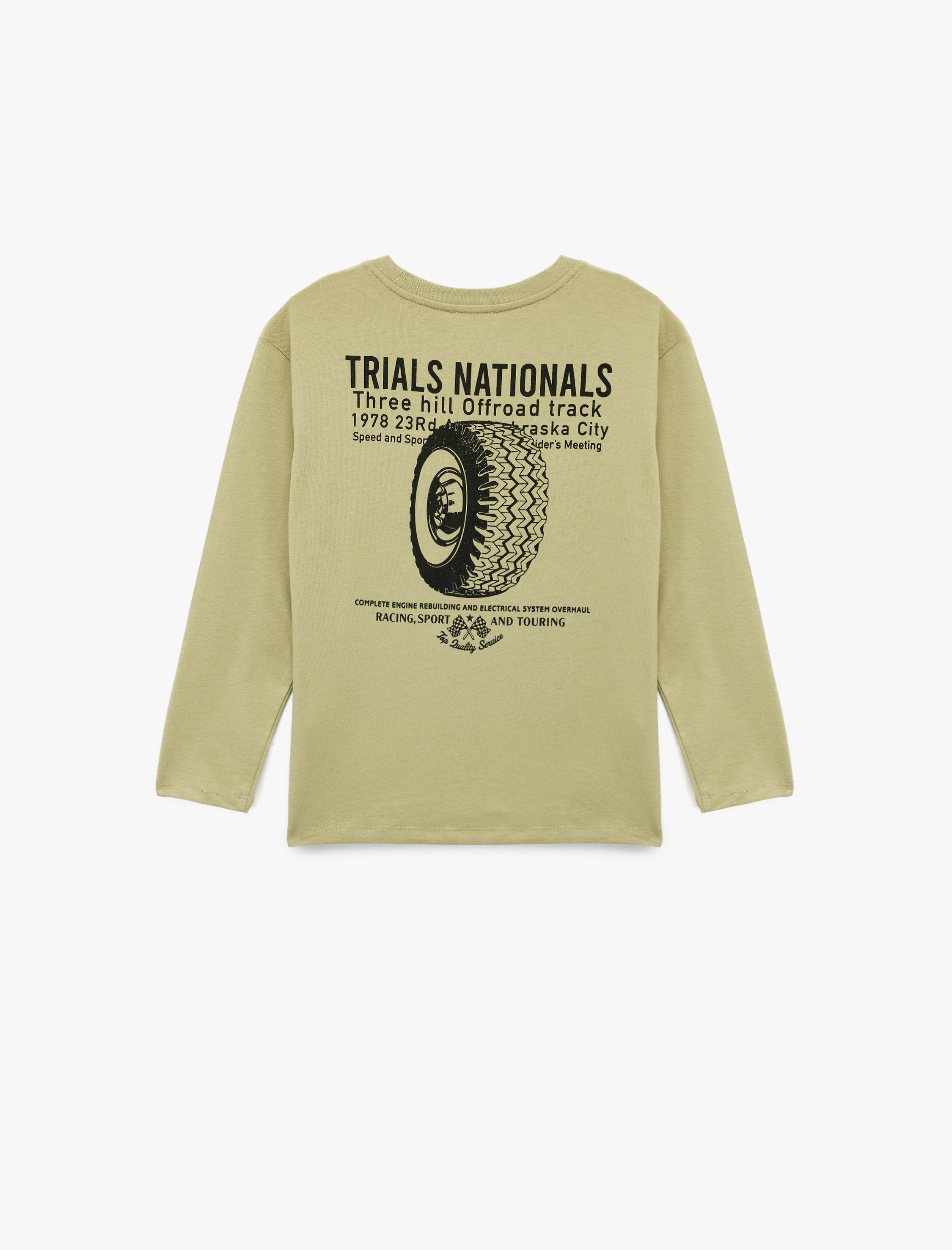  Erkek Çocuk Uzun Kollu Bisiklet Yaka Pamuklu Baskılı Oversize Tişört