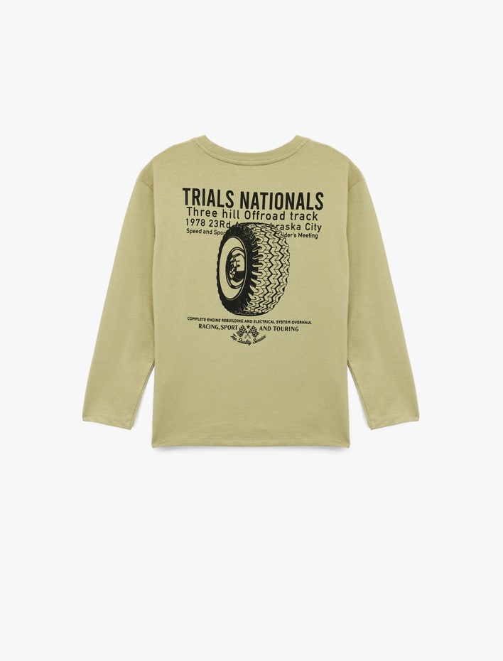 Erkek Çocuk Uzun Kollu Bisiklet Yaka Pamuklu Baskılı Oversize Tişört