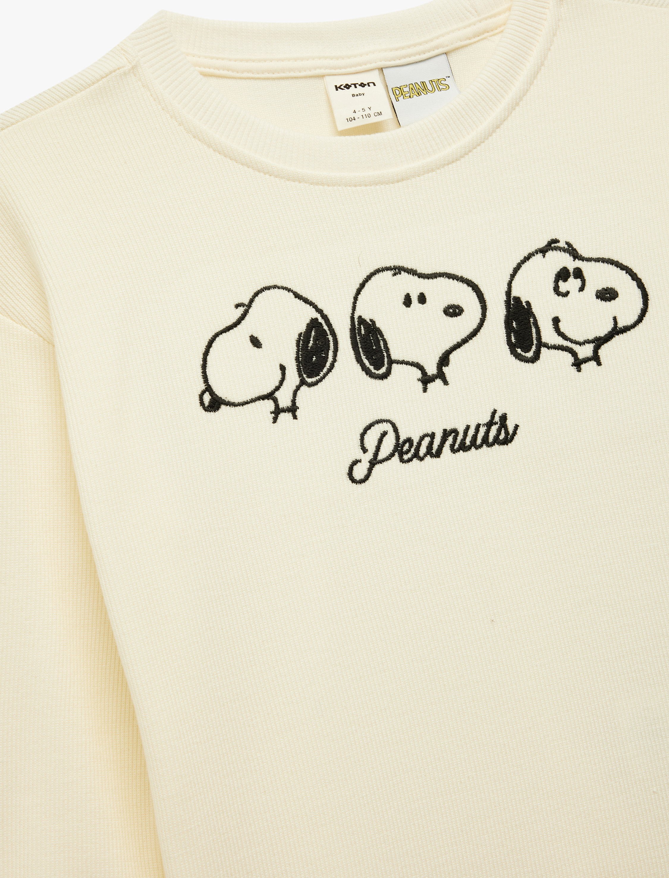  Erkek Bebek Lisanslı Snoopy Baskılı Uzun Kollu Pamuklu Sweatshirt