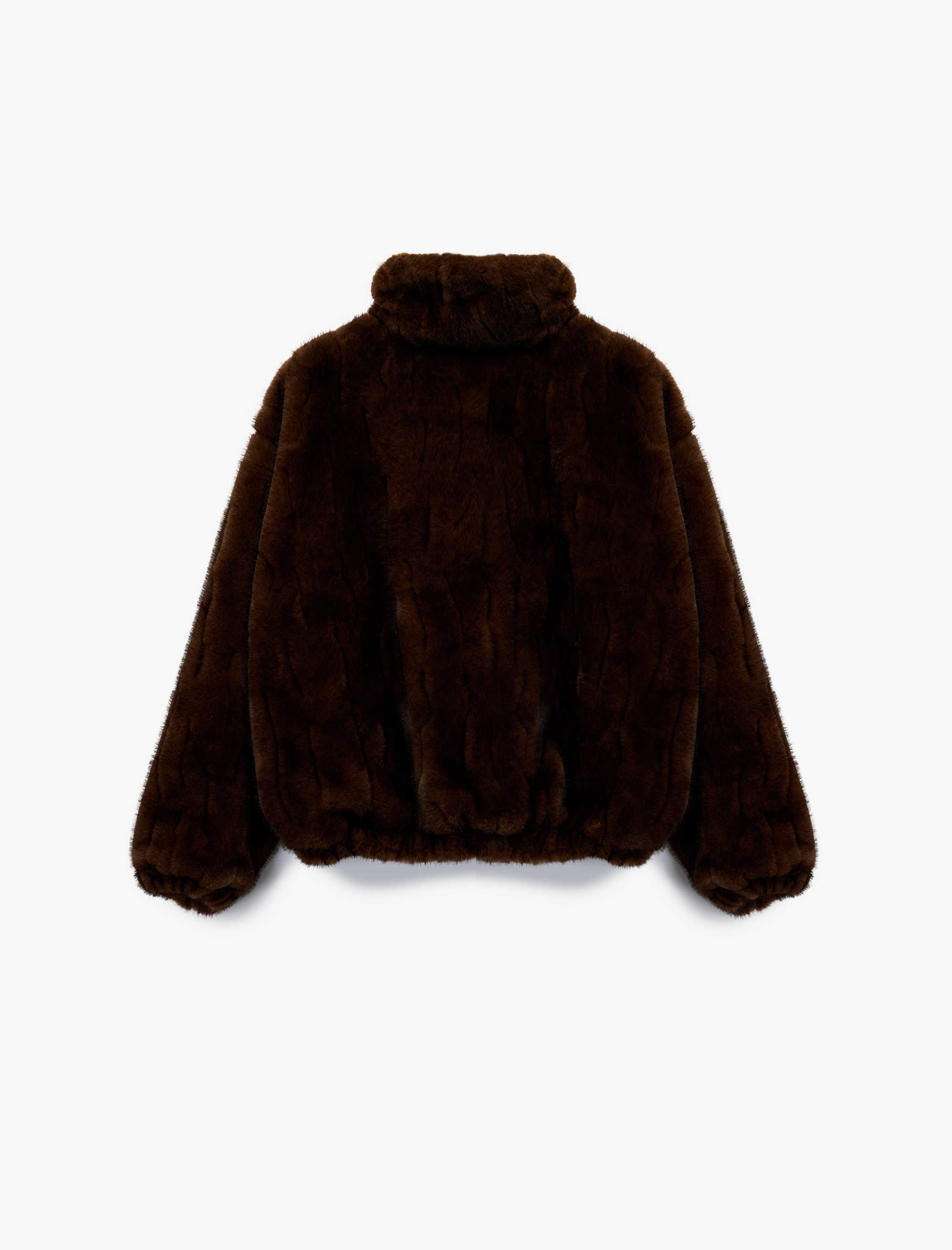   Koton X Sibil Çetinkaya - Suni Kürk Mont Uzun Kollu Dik Yaka Fermuarlı