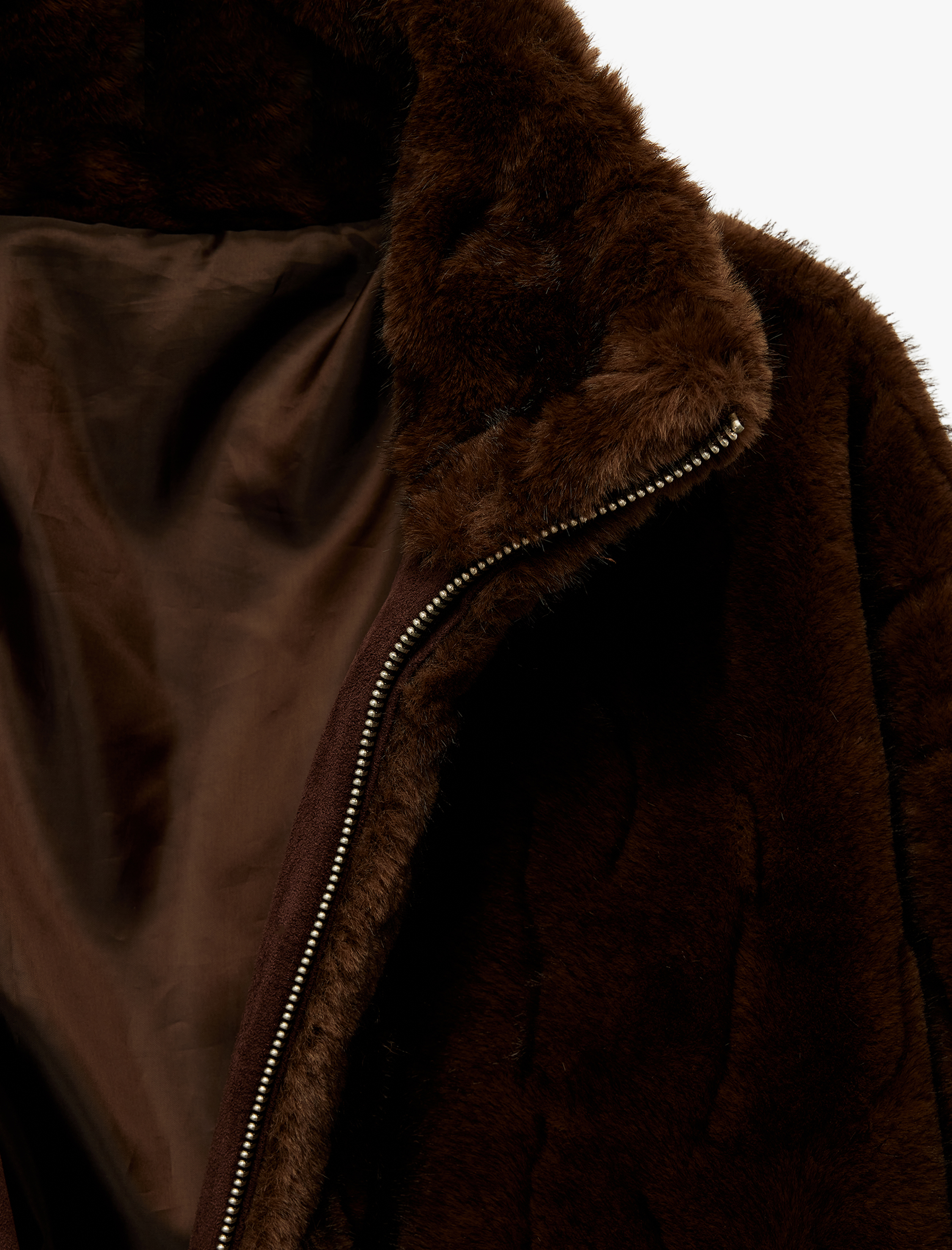   Koton X Sibil Çetinkaya - Suni Kürk Mont Uzun Kollu Dik Yaka Fermuarlı