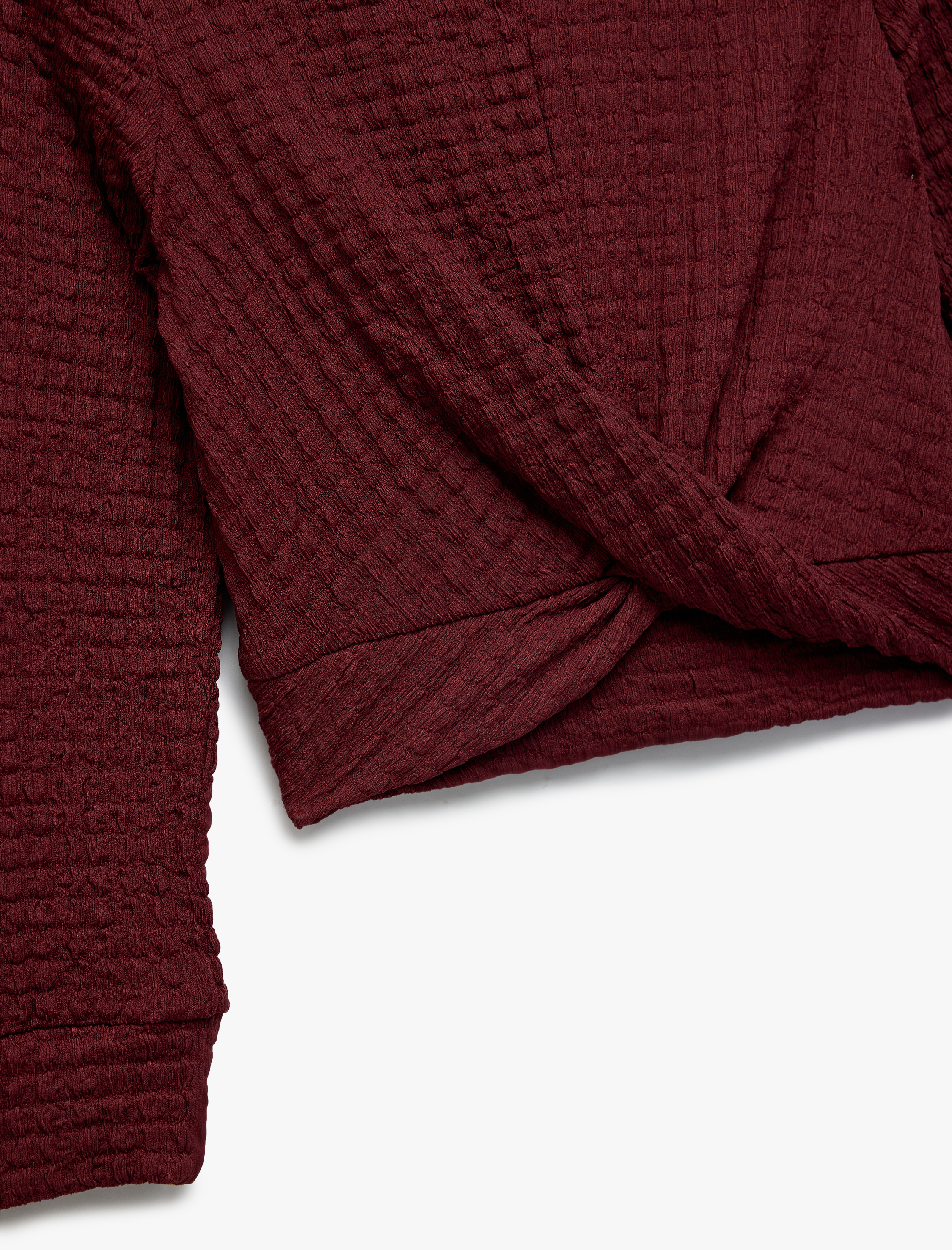  Kız Çocuk Uzun Kollu Bisiklet Yaka Dokulu Crop Bluz