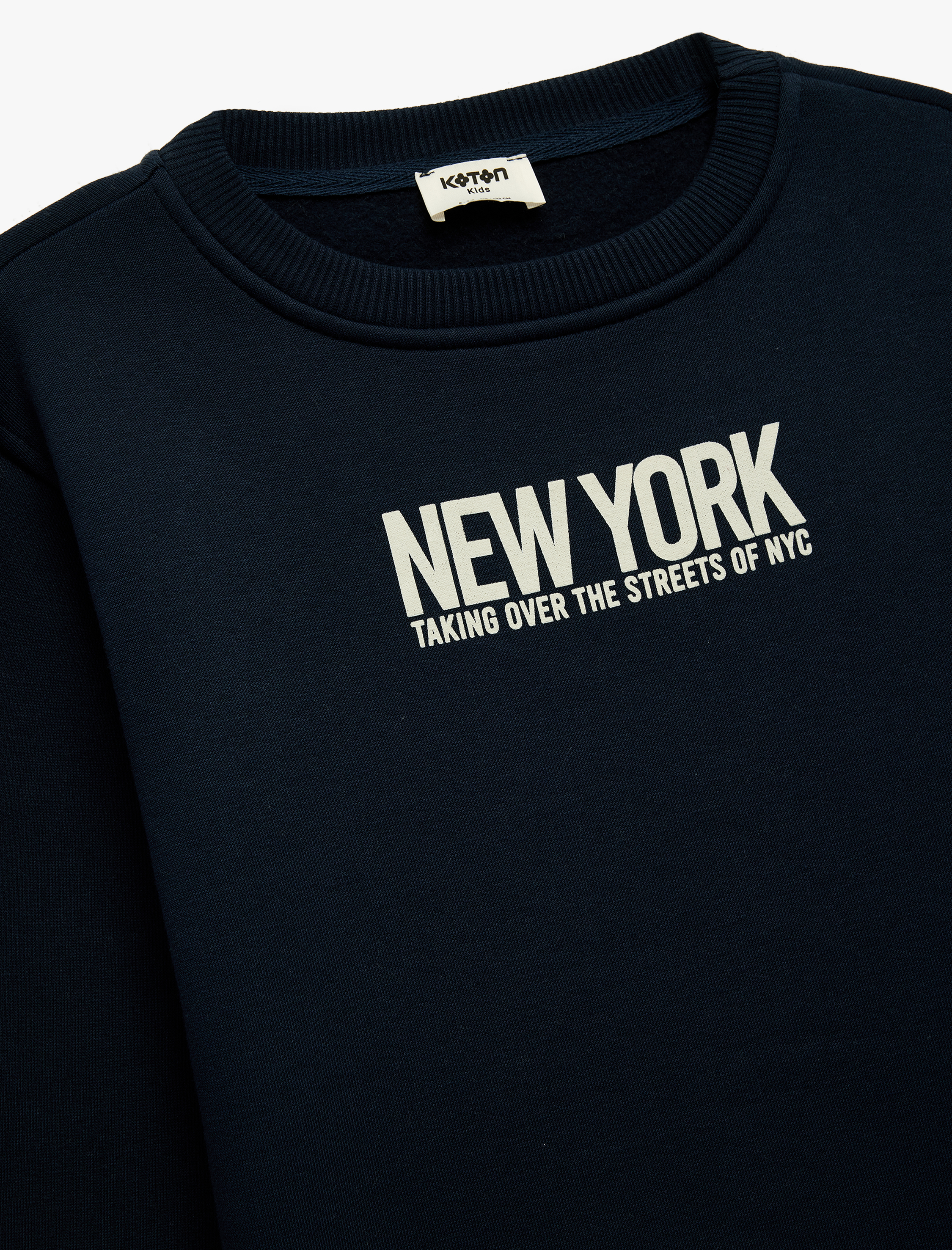  Erkek Çocuk Uzun Kollu Baskılı Bisiklet Yaka Pamuklu Şardonlu Sweatshirt