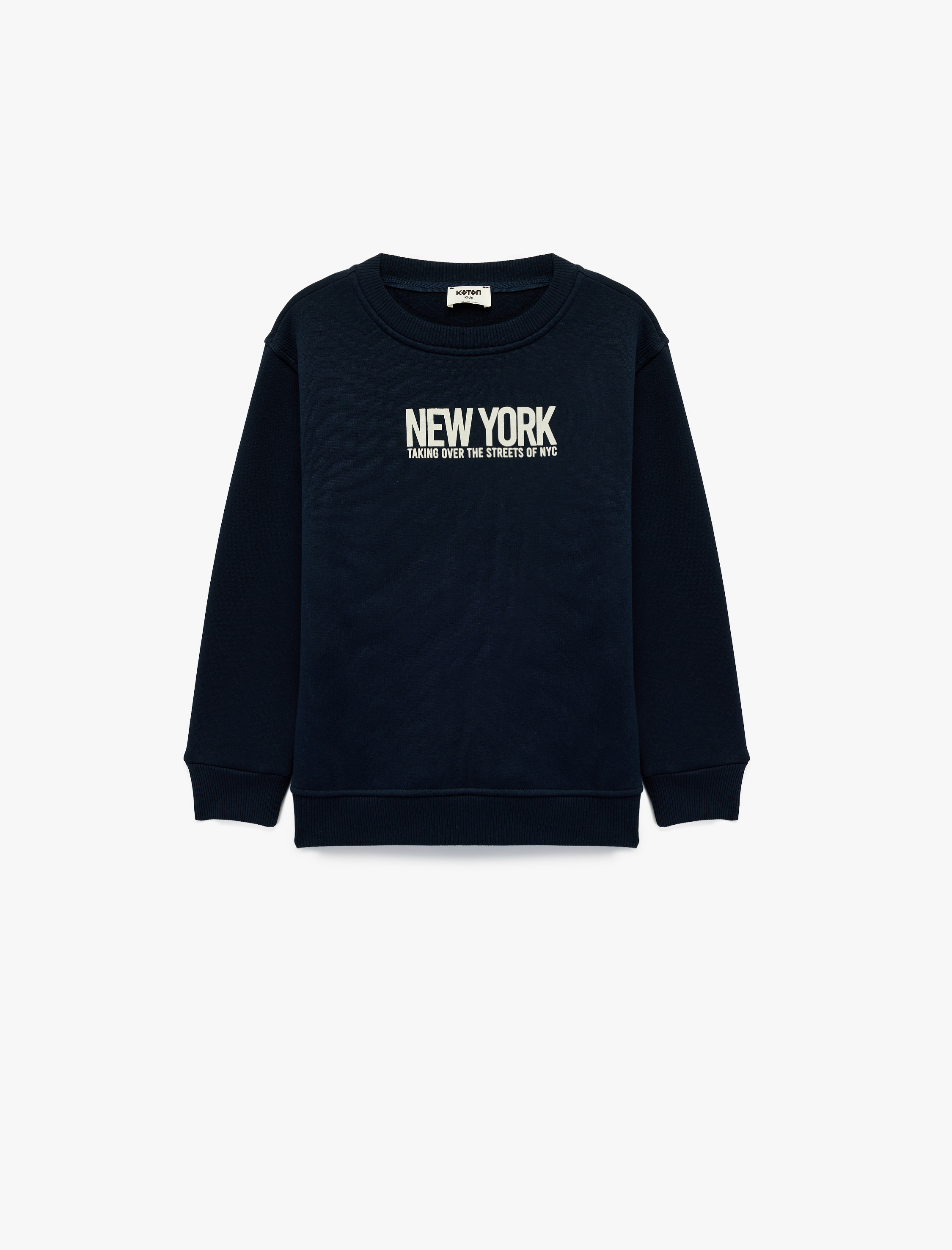  Erkek Çocuk Uzun Kollu Baskılı Bisiklet Yaka Pamuklu Şardonlu Sweatshirt