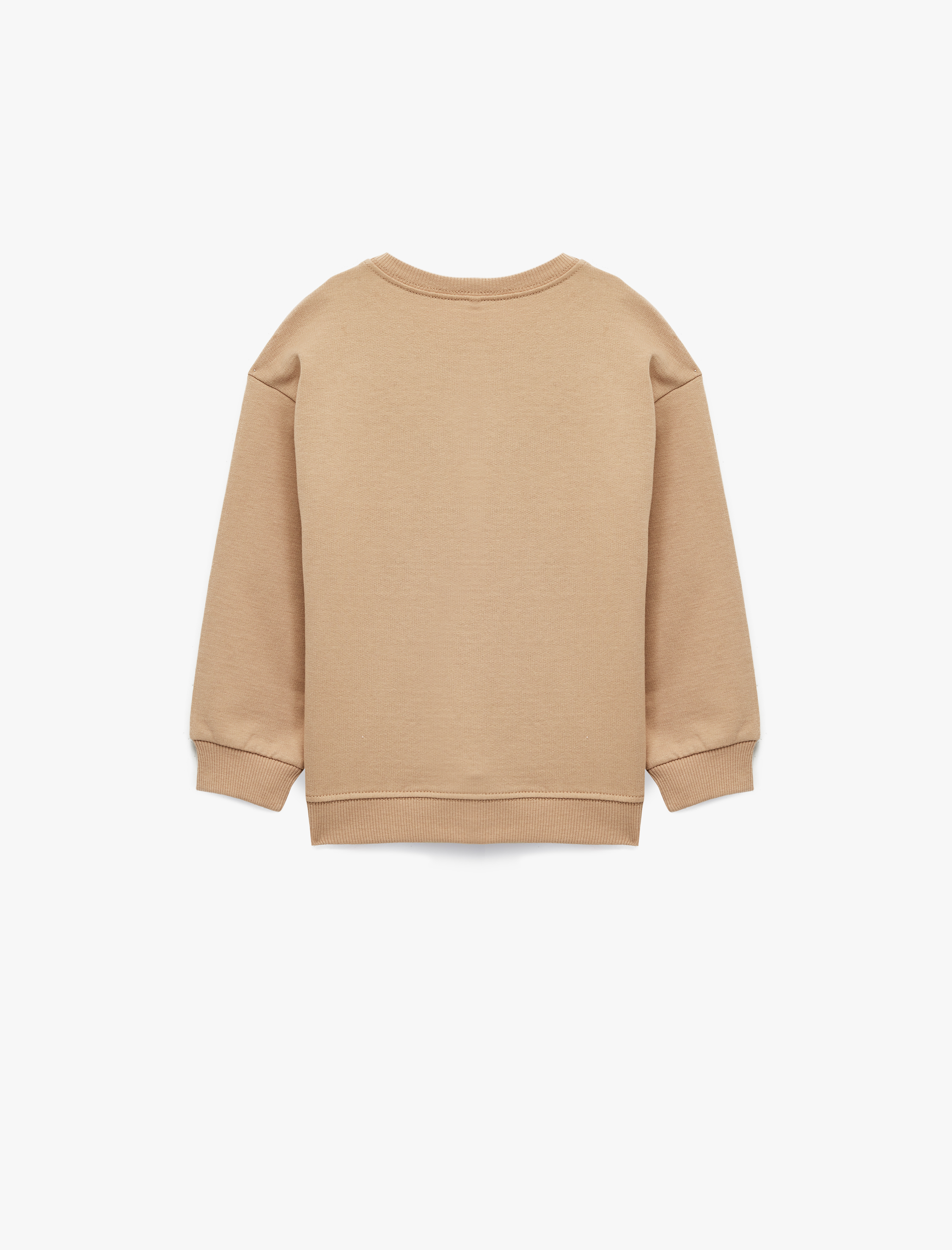  Kız Bebek Pamuklu Uzun Kollu Fiyonk Baskılı Bisiklet Yaka Sweatshirt