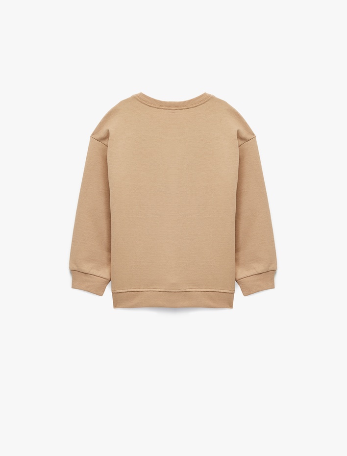 Kız Bebek Pamuklu Uzun Kollu Fiyonk Baskılı Bisiklet Yaka Sweatshirt