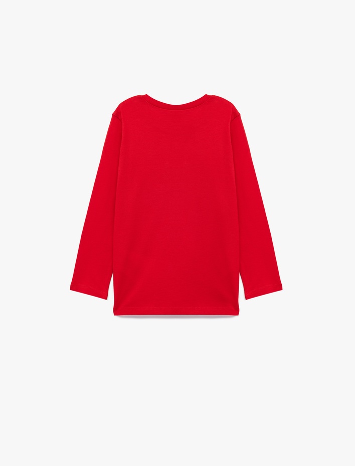 Kız Bebek Pamuklu Baskılı Uzun Kollu Bisiklet Yaka Tişört