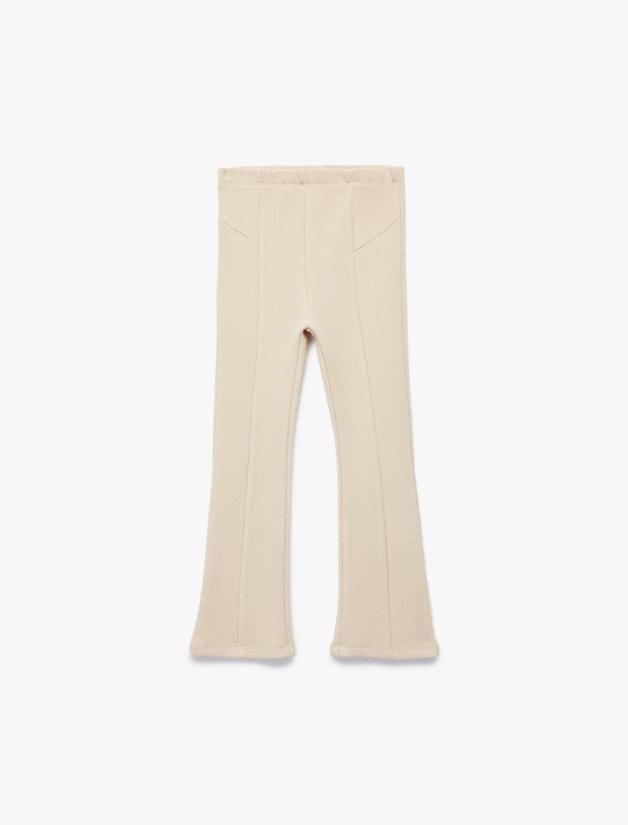 Kız Bebek Pamuklu Beli Lastikli Dikiş Detaylı İspanyol Paça Tayt