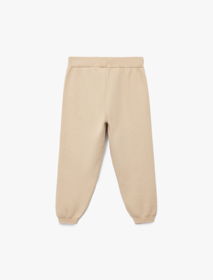 Erkek Bebek Beli Bağcıklı Nervürlü Jogger Triko Pantolon