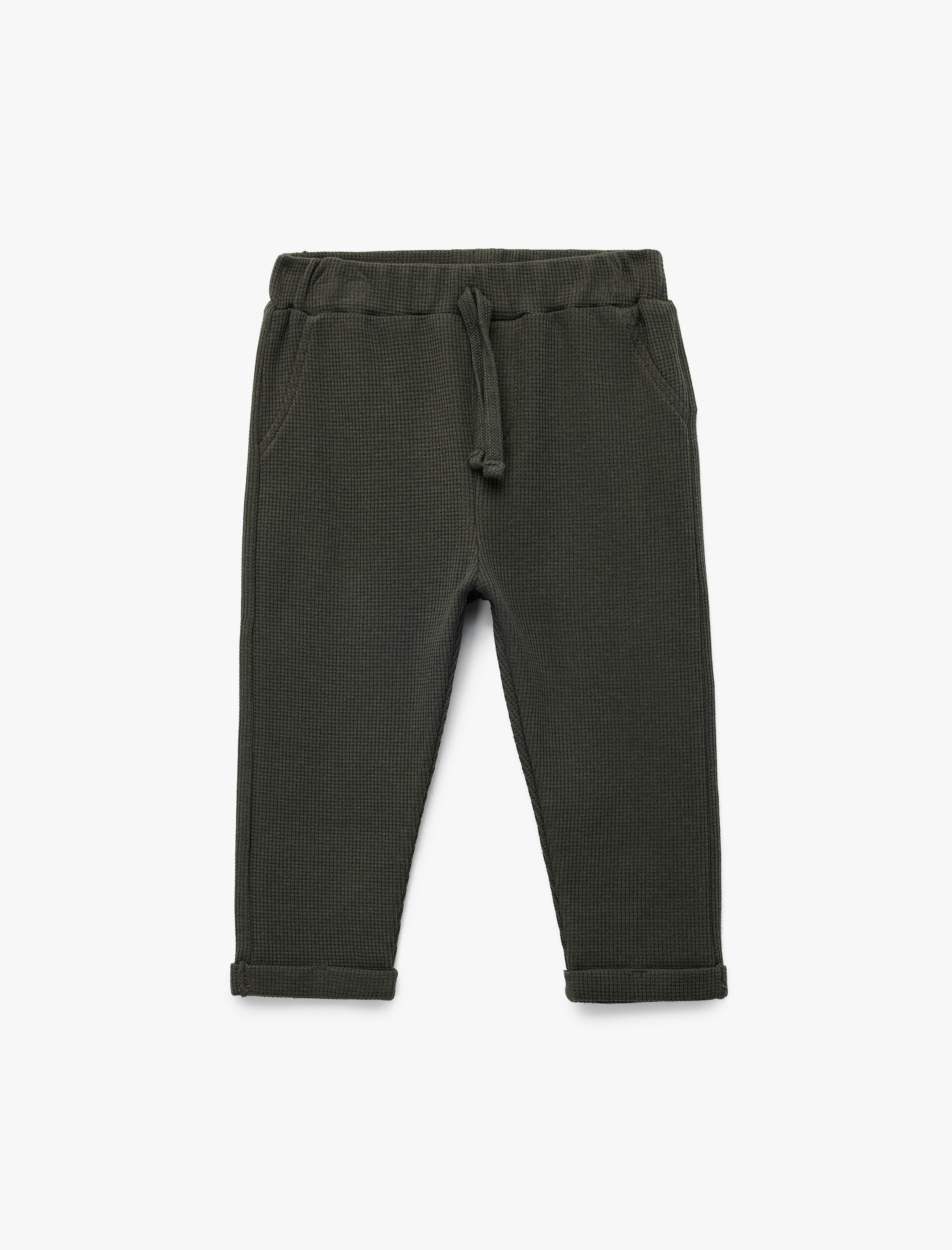  Erkek Bebek Pamuklu Dokulu Beli Bağlamalı Basic Eşofman Altı