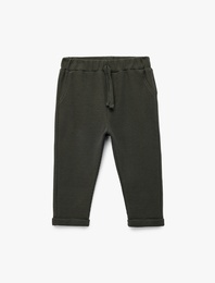 Pamuklu Dokulu Beli Bağlamalı Basic Eşofman Altı