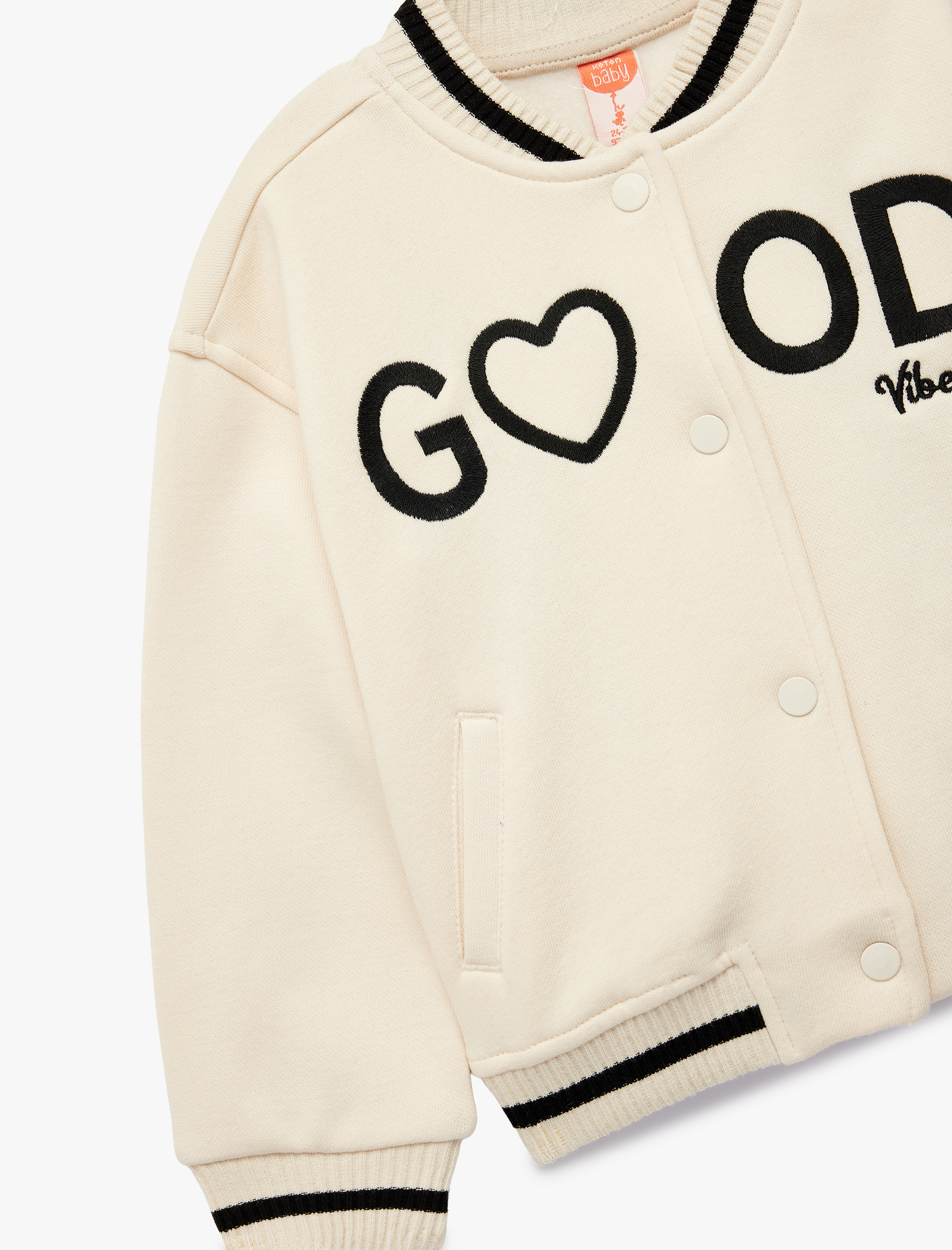  Kız Bebek Uzun Kollu Cep Detaylı Şardonlu Nakışlı Kolej Ceket