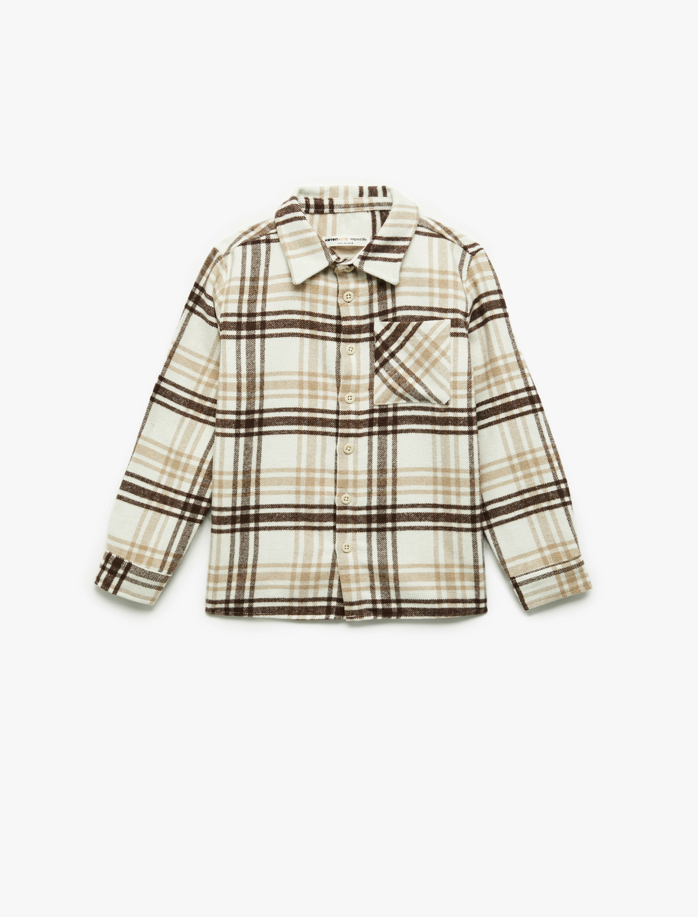  Erkek Çocuk Uzun Kollu Tek Cepli Klasik Yaka Ekoseli Gömlek