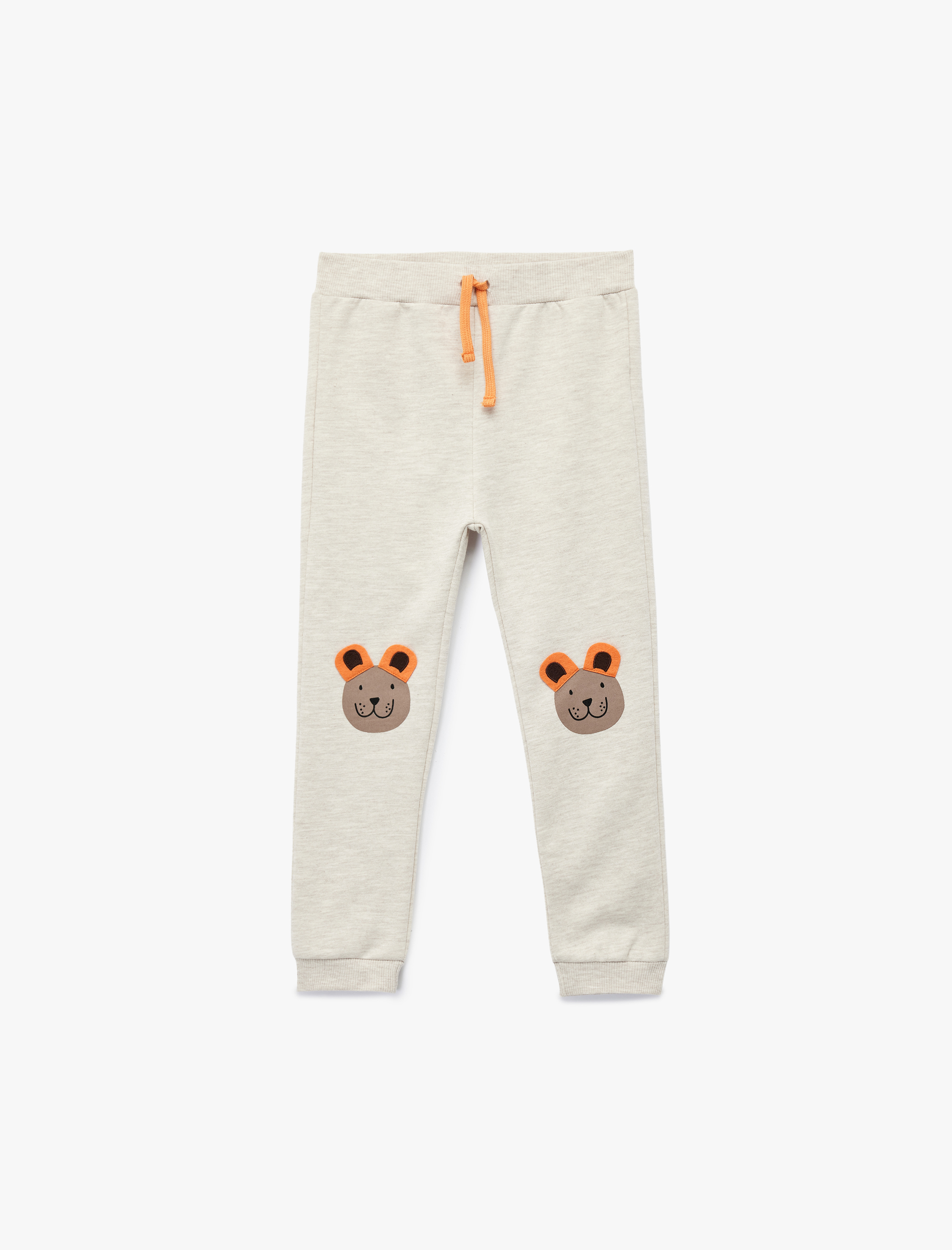  Erkek Bebek Beli Bağcıklı Şardonlu Ayıcık Detaylı Eşofman Altı