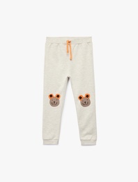 Beli Bağcıklı Şardonlu Ayıcık Detaylı Eşofman Altı