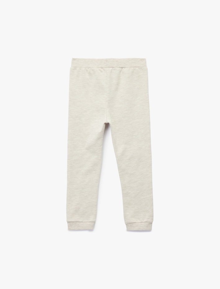 Erkek Bebek Beli Bağcıklı Şardonlu Ayıcık Detaylı Eşofman Altı