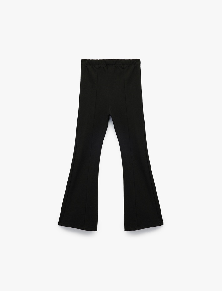 Kız Çocuk Beli Lastikli Viskon Karışımlı Dar Kalıp İspanyol Paça Pantolon