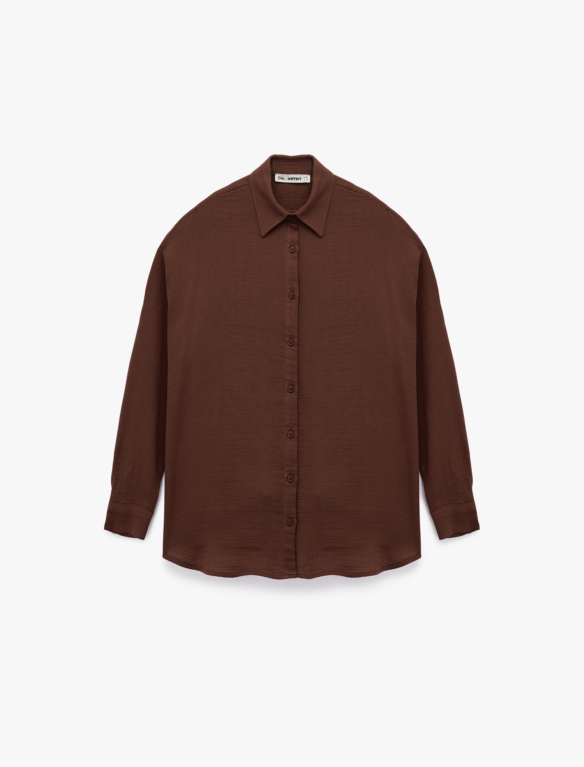   Uzun Kollu Gömlek Yaka Pamuklu Oversize Gömlek