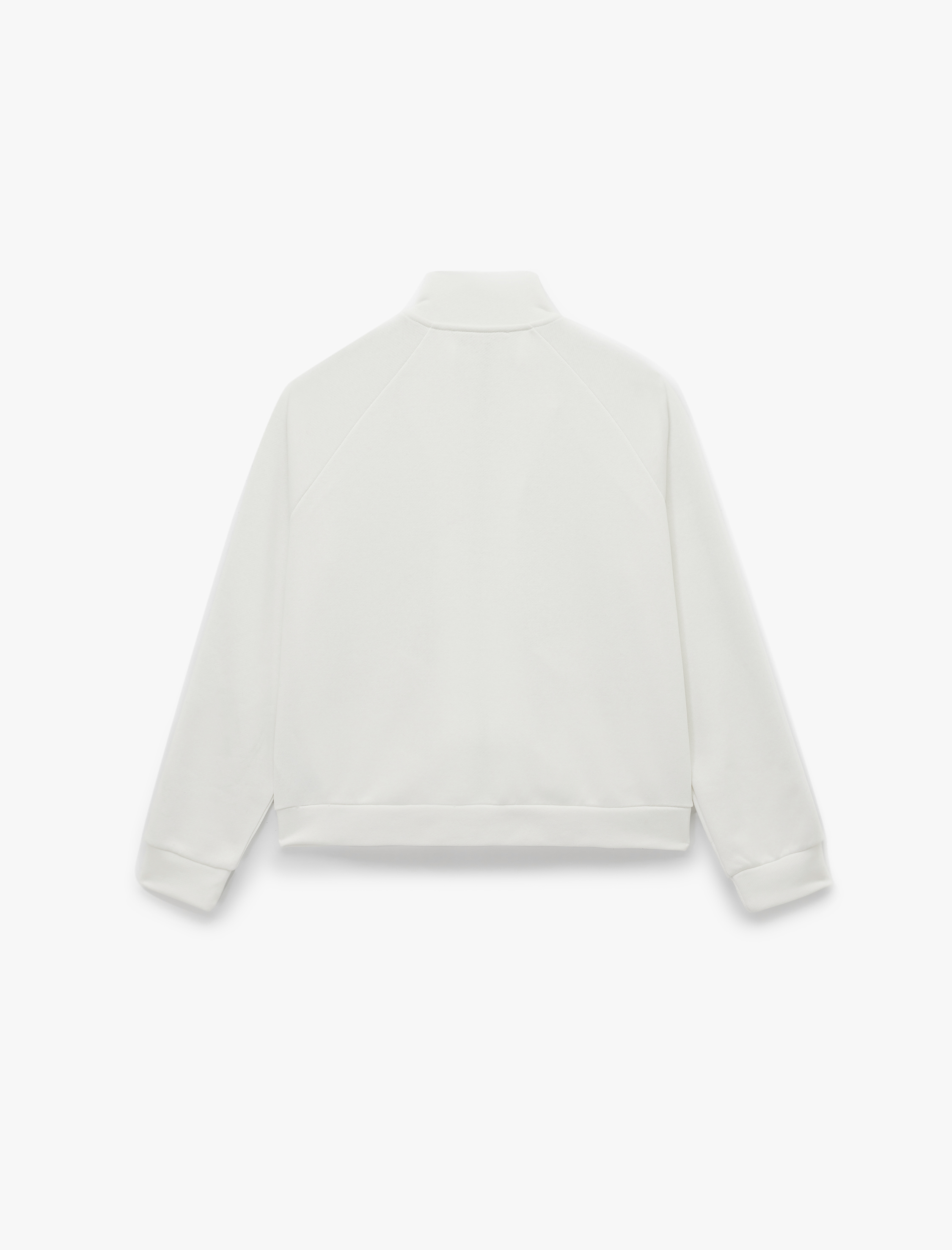   Üç İplik Şerit Detaylı Uzun Kollu Dik Yaka Fermuarlı Sweatshirt