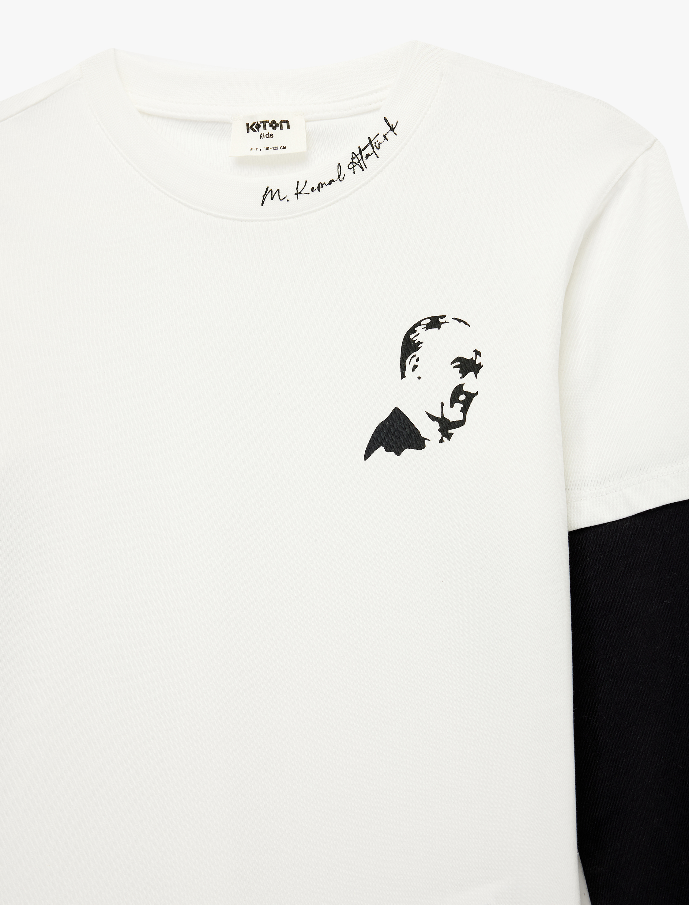  Erkek Çocuk Atatürk Baskılı Uzun Kollu Bisiklet Yaka Pamuklu Tişört