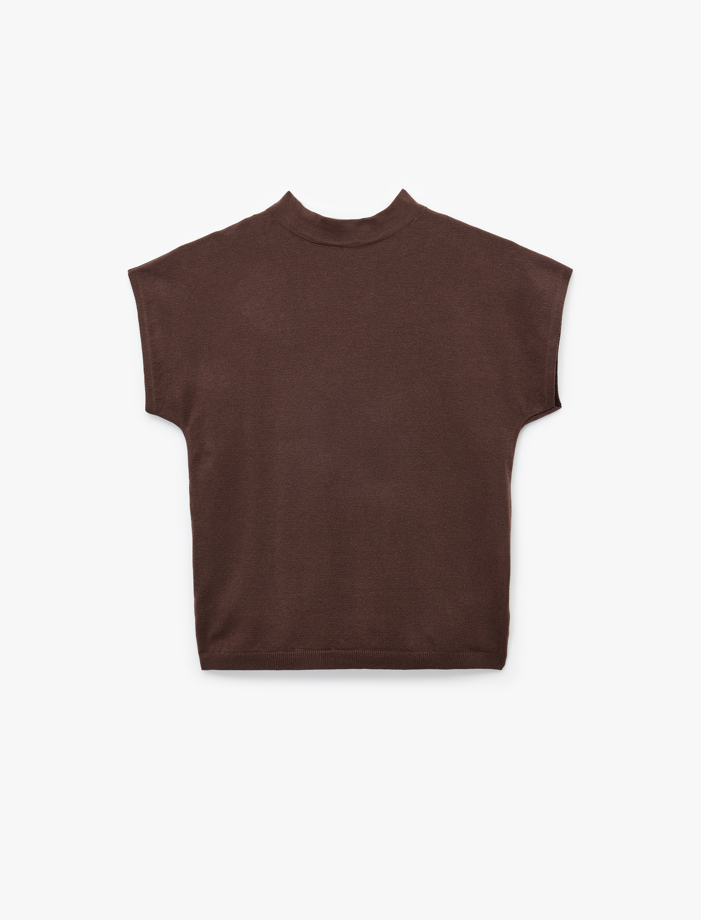   Regular Fit Kısa Kollu Hafif Dik Yaka Triko Kazak