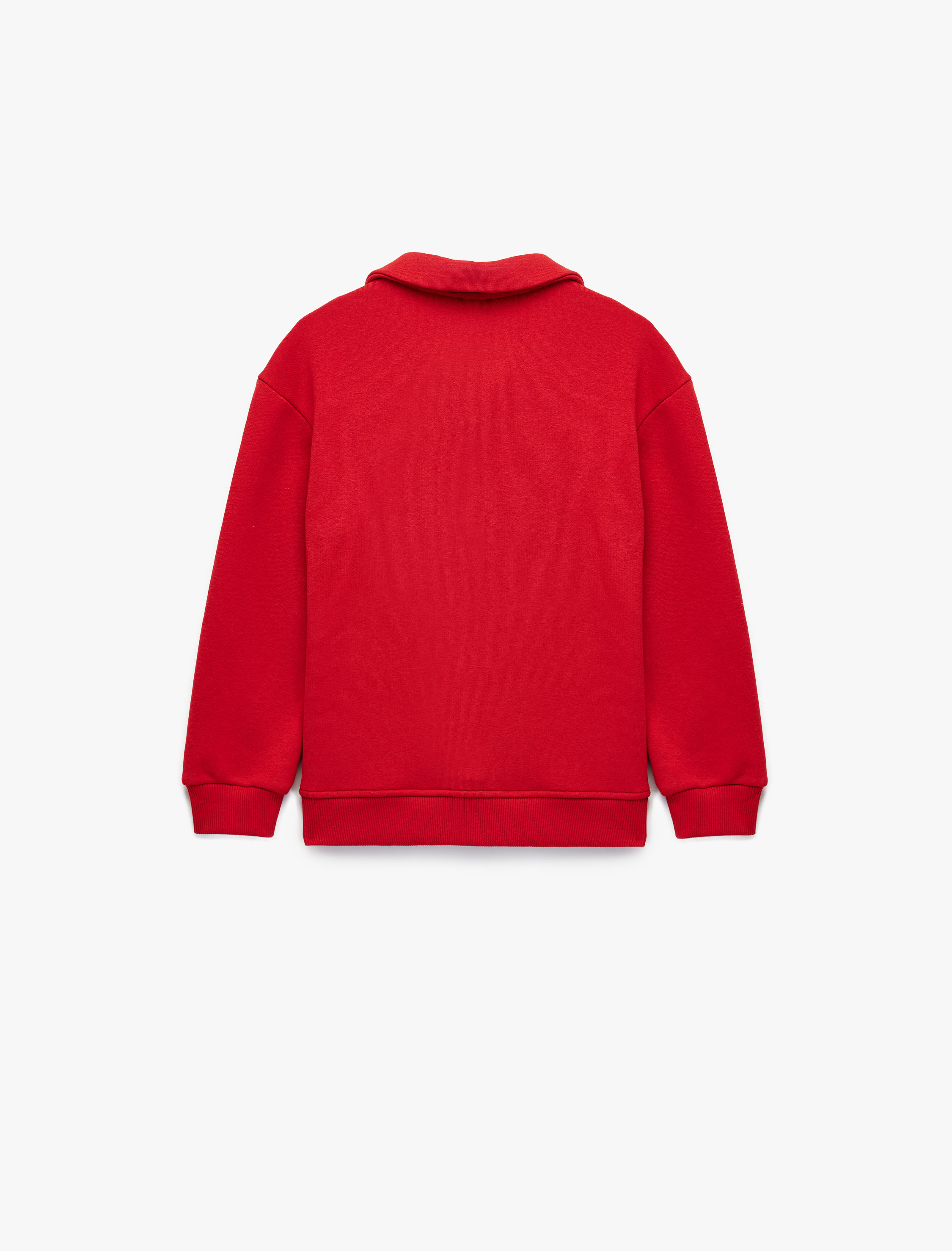  Erkek Çocuk Cumhuriyet Baskılı Uzun Kollu Polo Yaka Şardonlu Sweatshirt