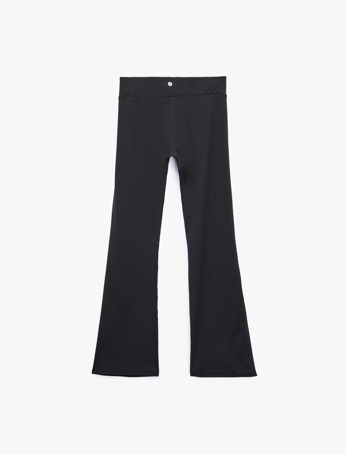  Asimetrik Yüksek Bel Dar Kesim İspanyol Paça Spor Tayt