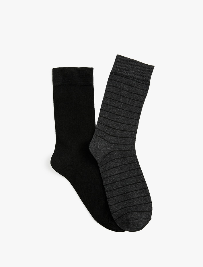 Erkek Çizgili 2'li Soket Çorap Seti