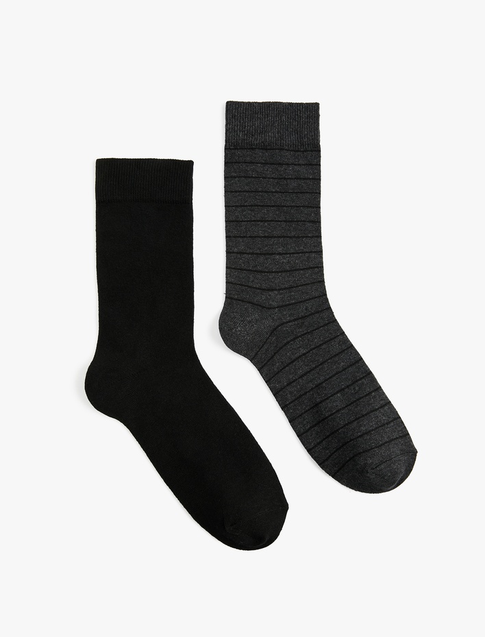 Erkek Çizgili 2'li Soket Çorap Seti