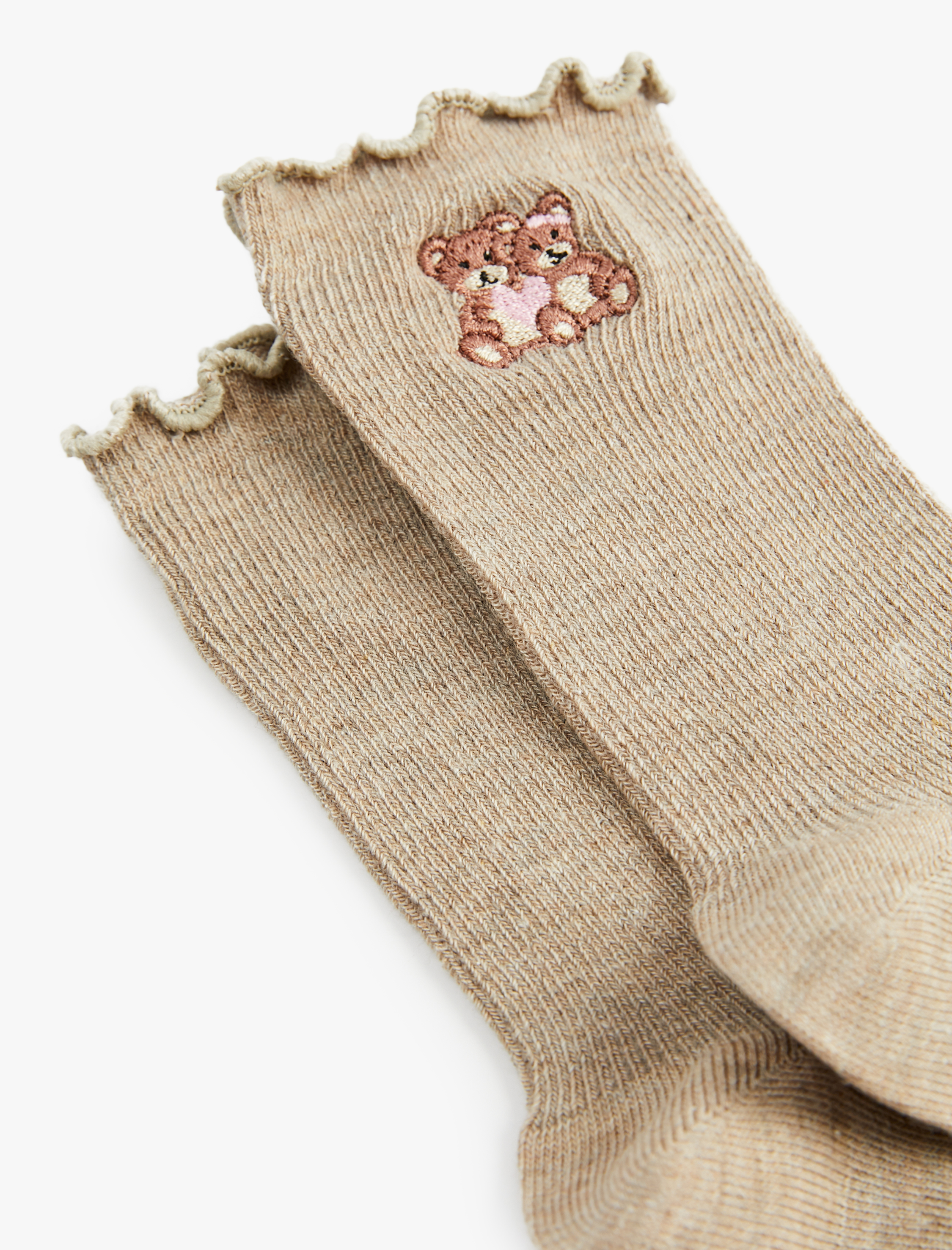  Kadın Fırfırlı Ayıcık İşlemeli Soket Çorap