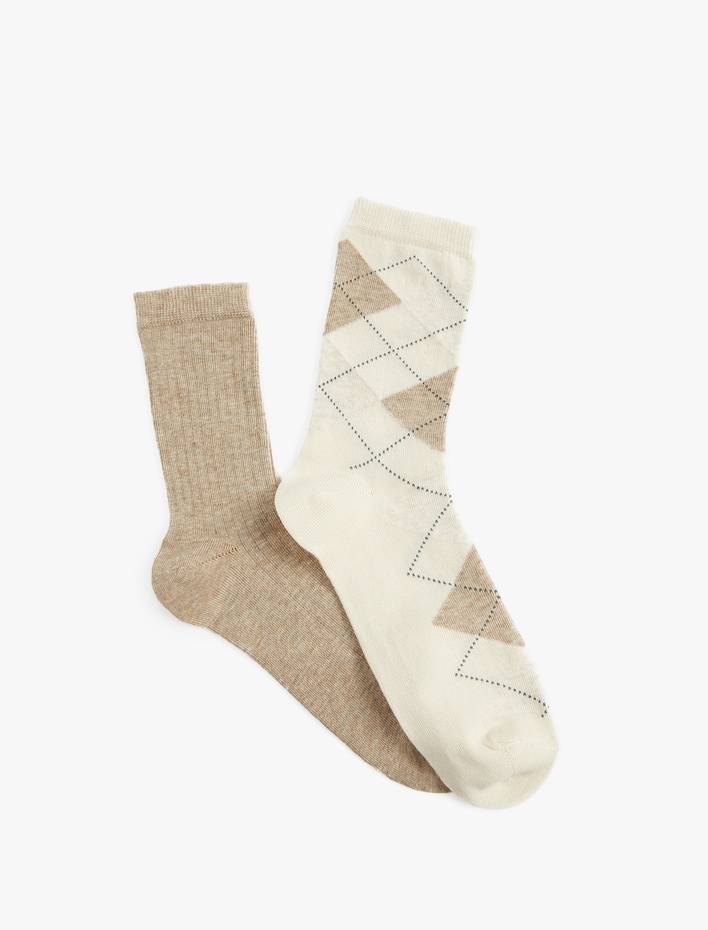 Kadın Baklava Desenli 2'li Soket Çorap Seti