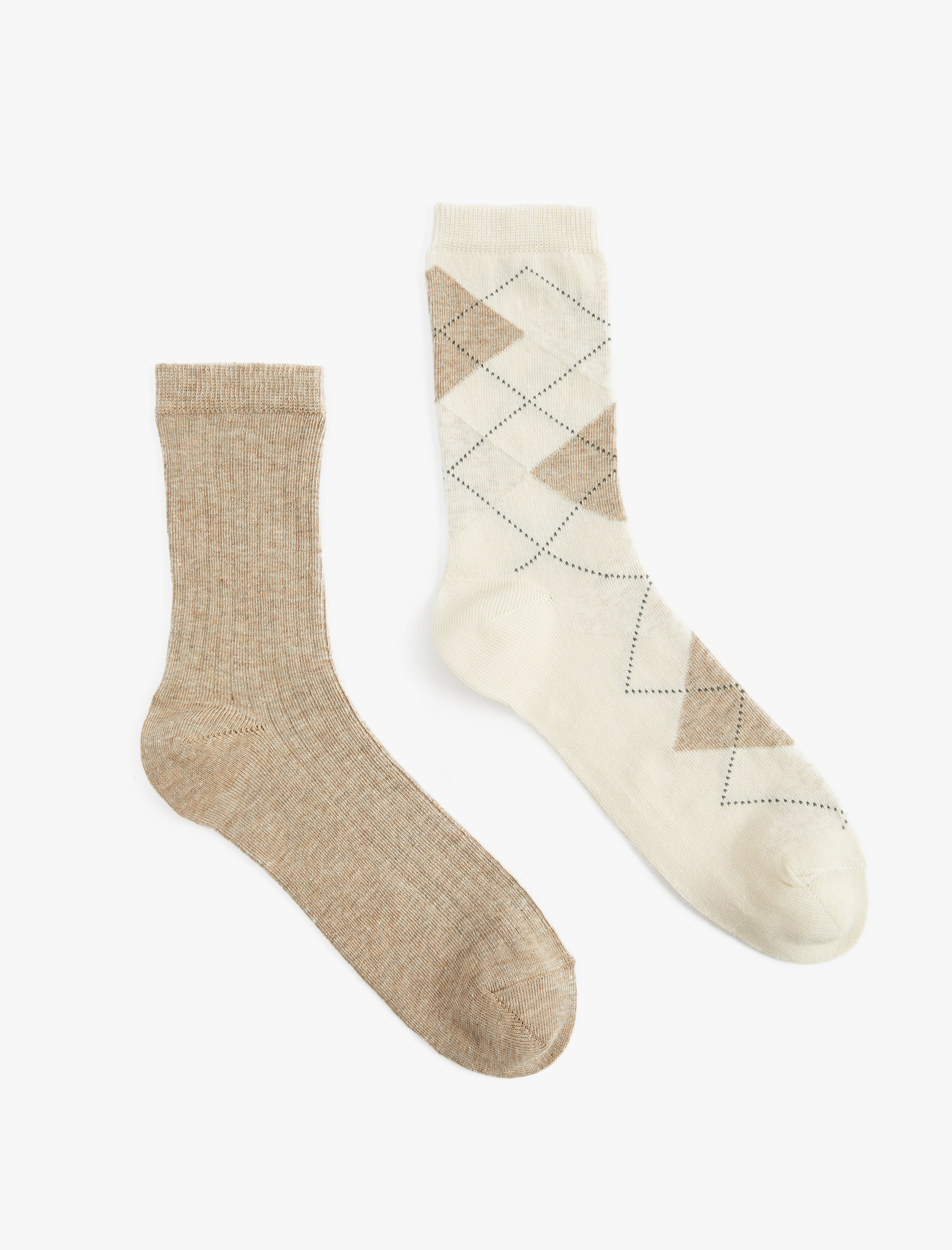  Kadın Baklava Desenli 2'li Soket Çorap Seti