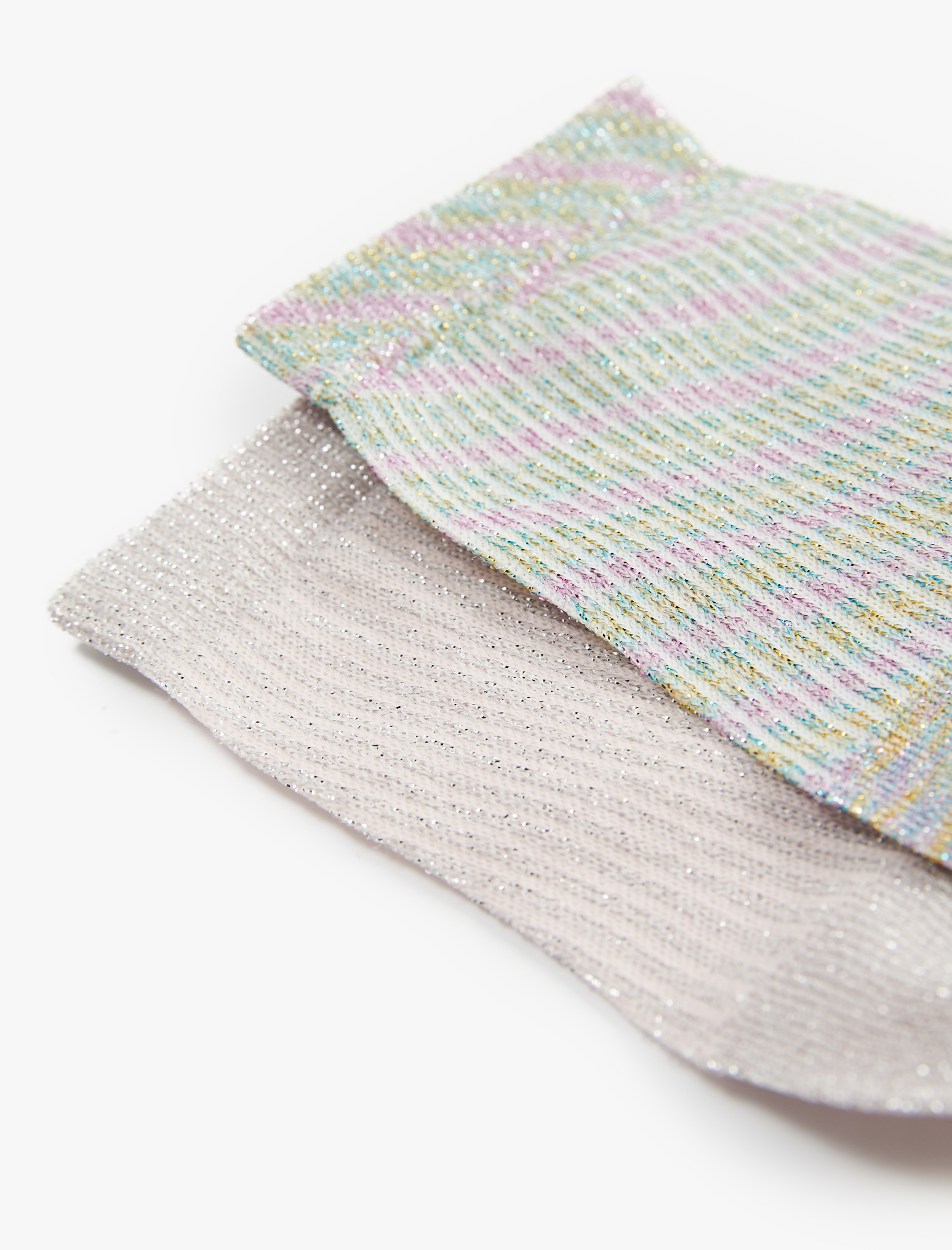  Kadın 2'li Simli Patik Çorap Seti