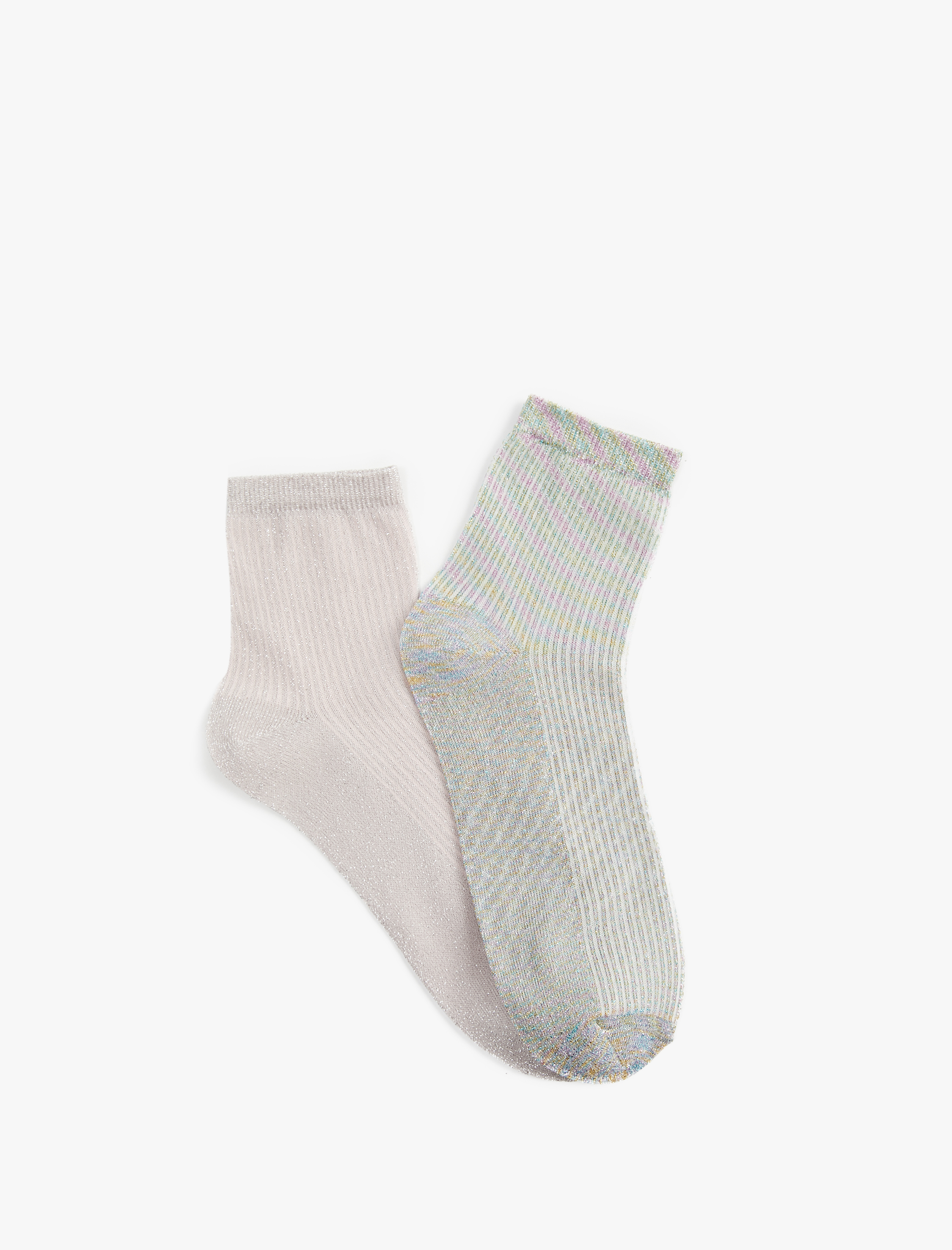  Kadın 2'li Simli Patik Çorap Seti