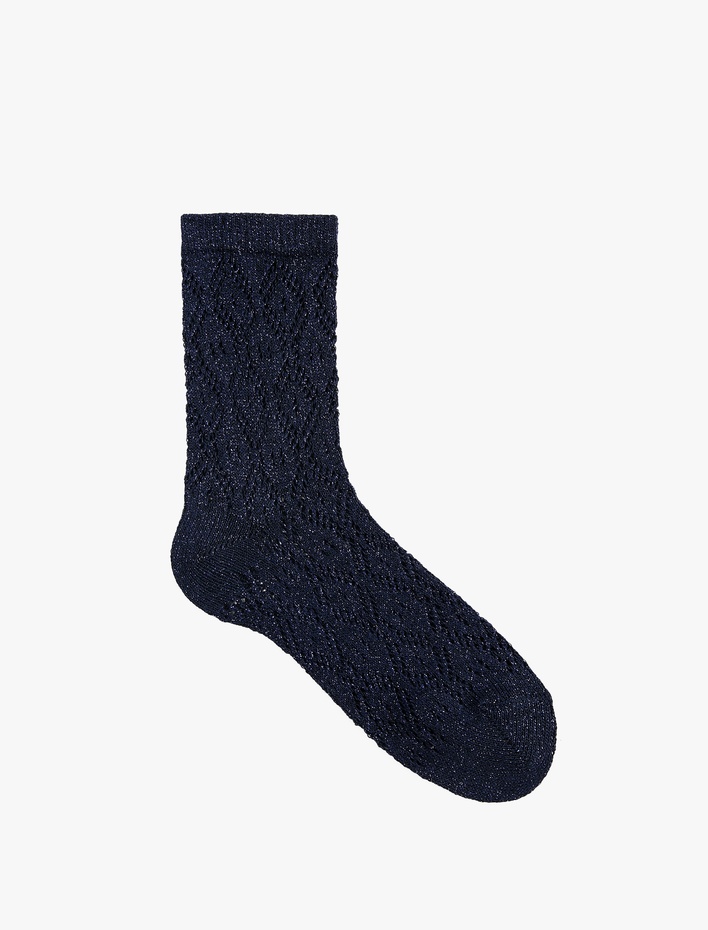 Kadın Pamuklu Metalik Detaylı Soket Çorap