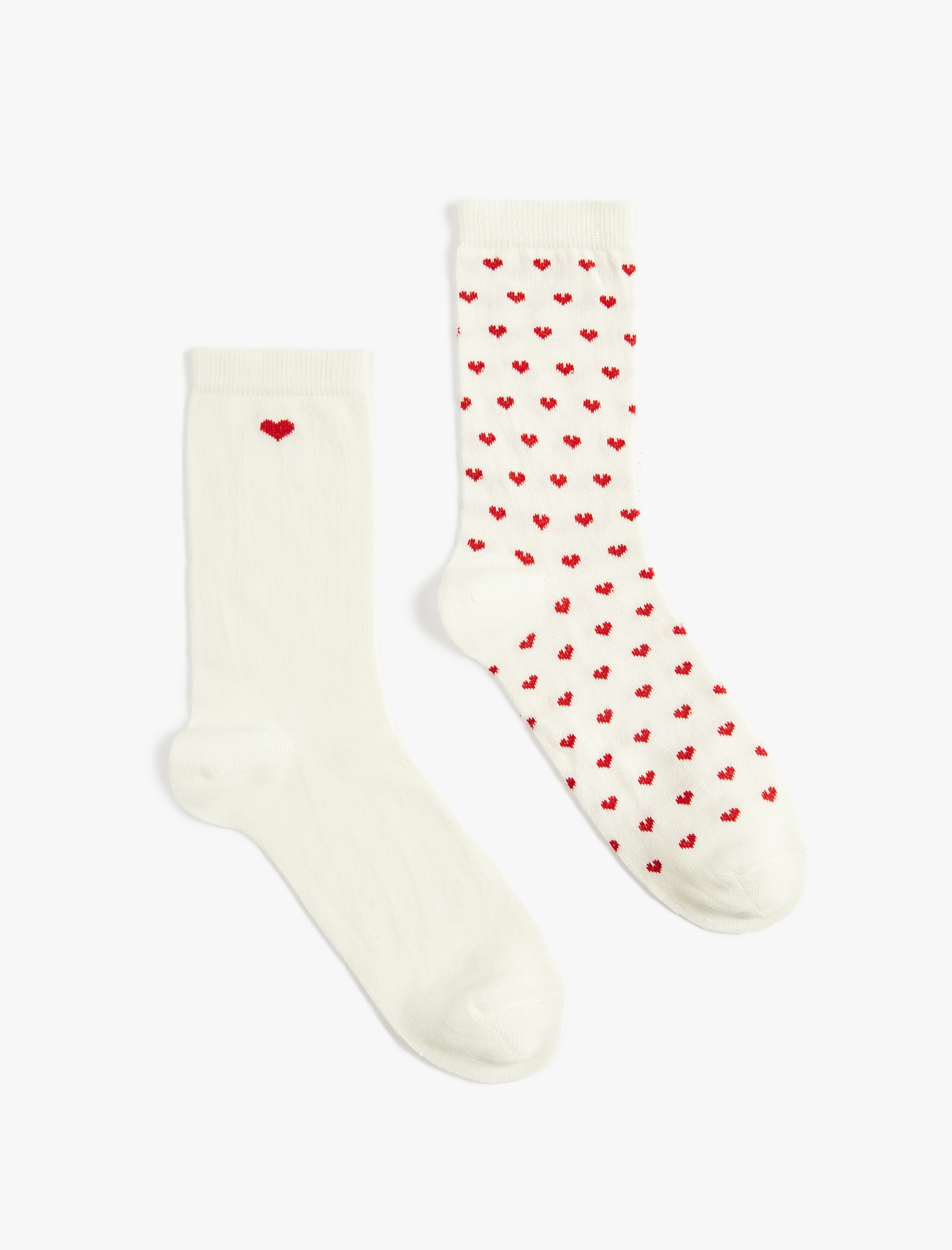  Kadın Pamuklu Kalpli 2'li Soket Çorap Seti