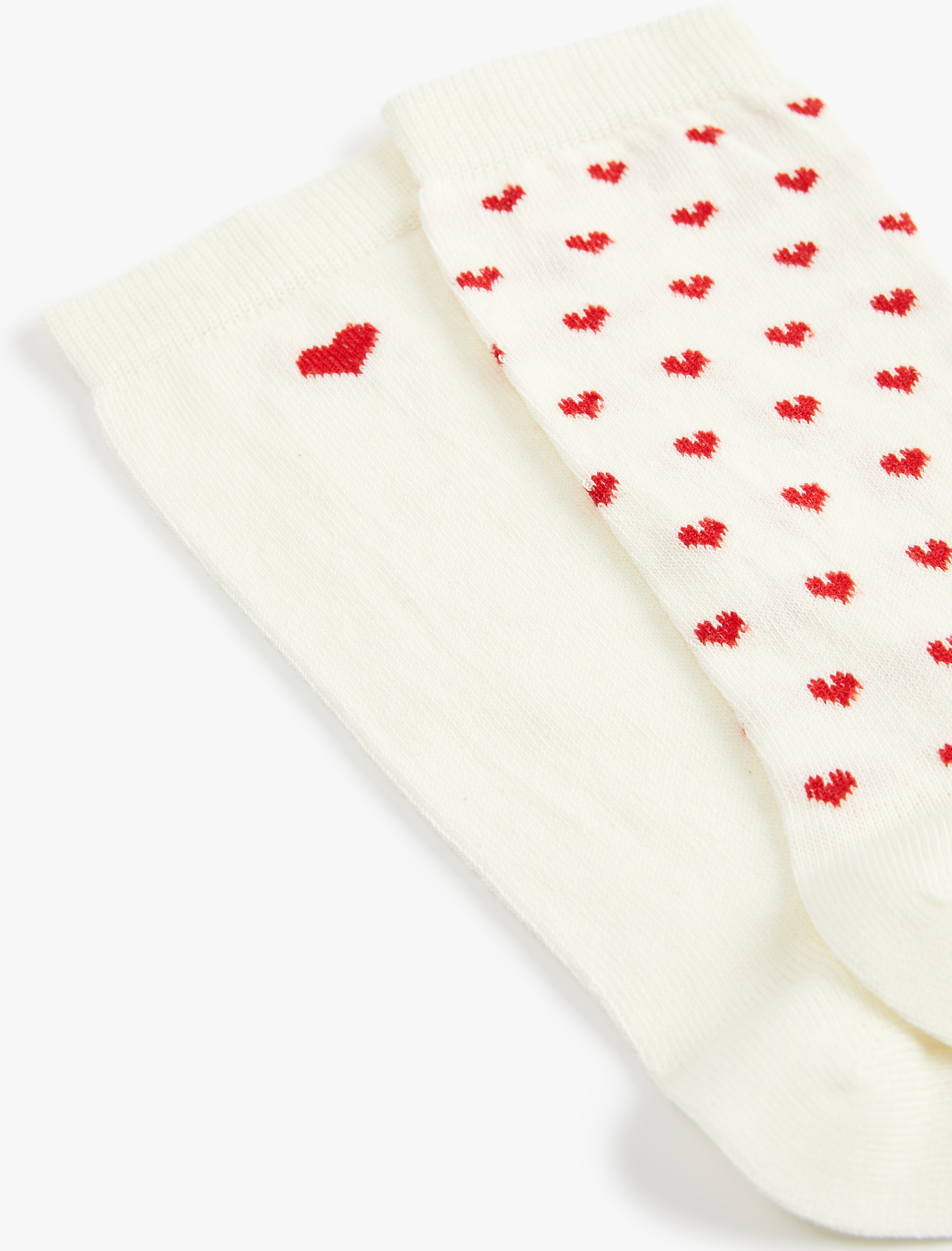  Kadın Pamuklu Kalpli 2'li Soket Çorap Seti