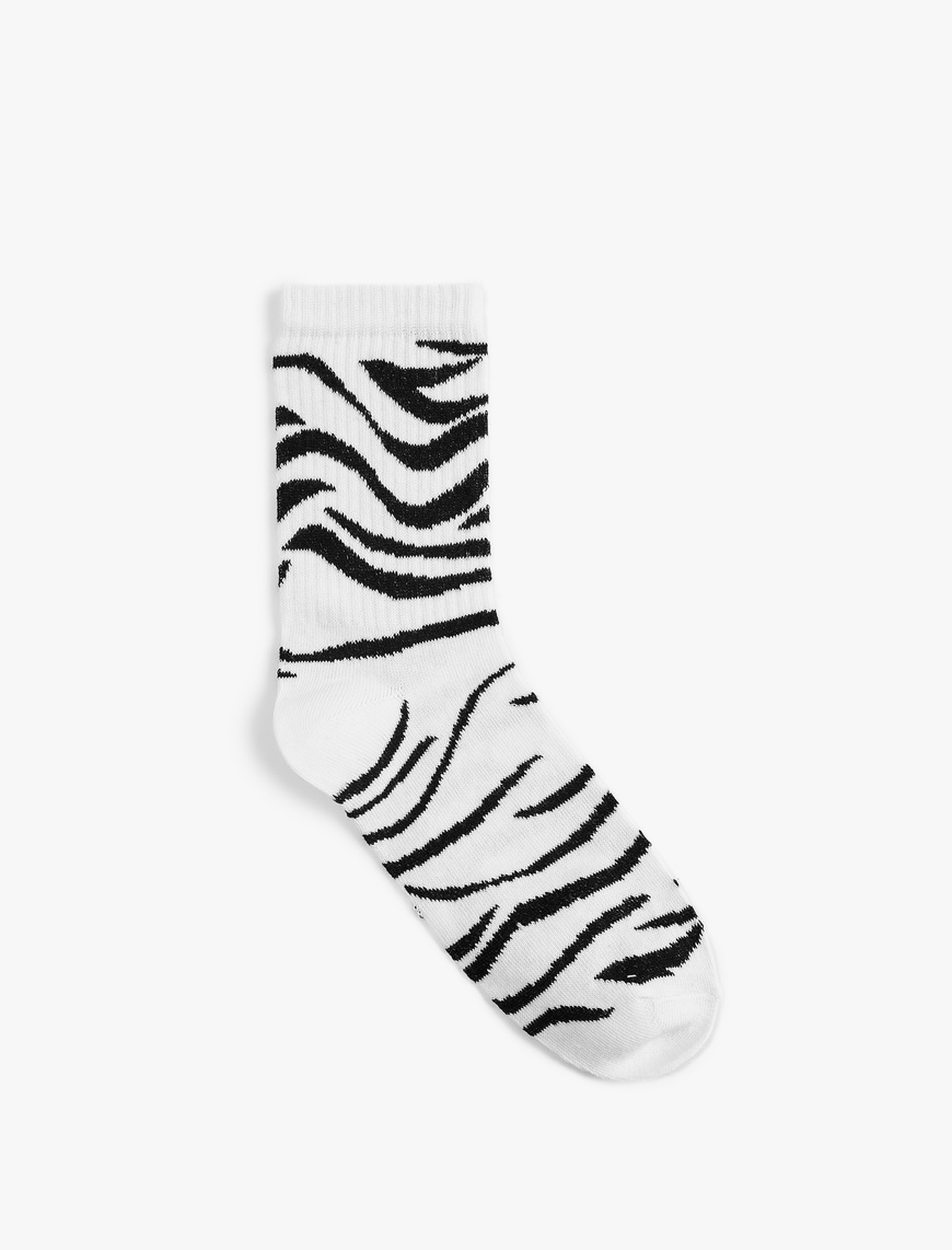  Kadın Zebra Desenli Soket Çorap