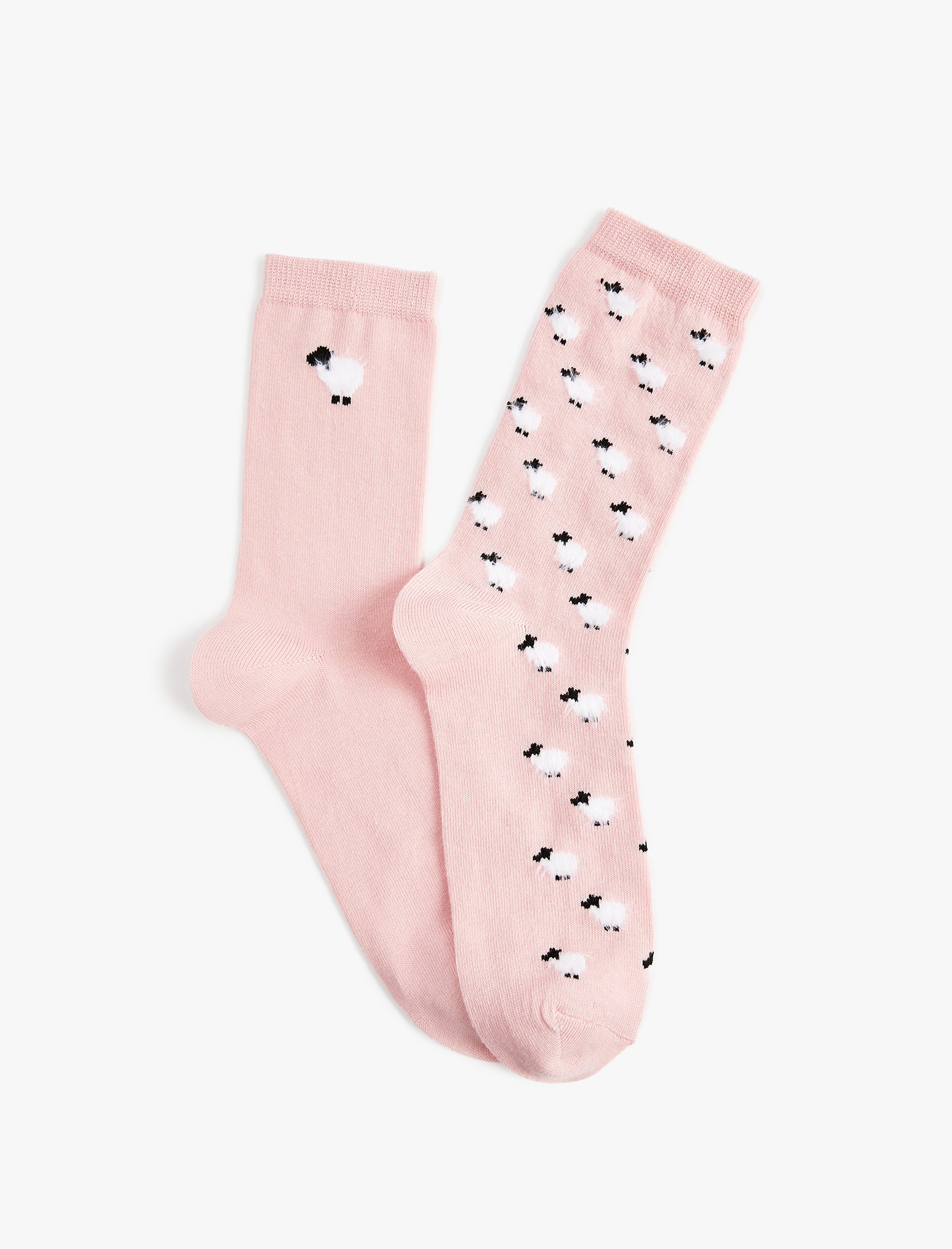  Kadın Koyun Desenli 2'li Soket Çorap Seti