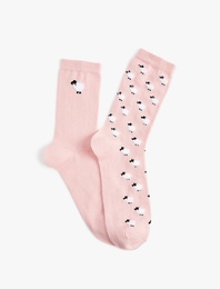 Koyun Desenli 2'li Soket Çorap Seti