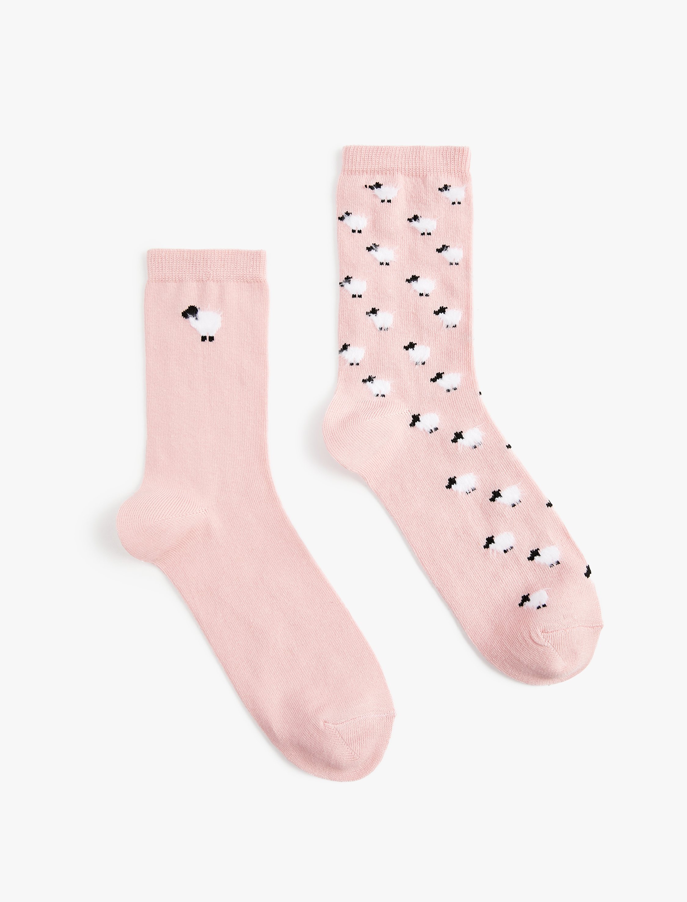  Kadın Koyun Desenli 2'li Soket Çorap Seti