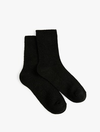 Dokulu Parlak Detaylı Pamuklu Soket Çorap