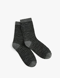 Pamuklu Desenli Soket Çorap