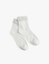 Pamuklu Çizgili Soket Çorap