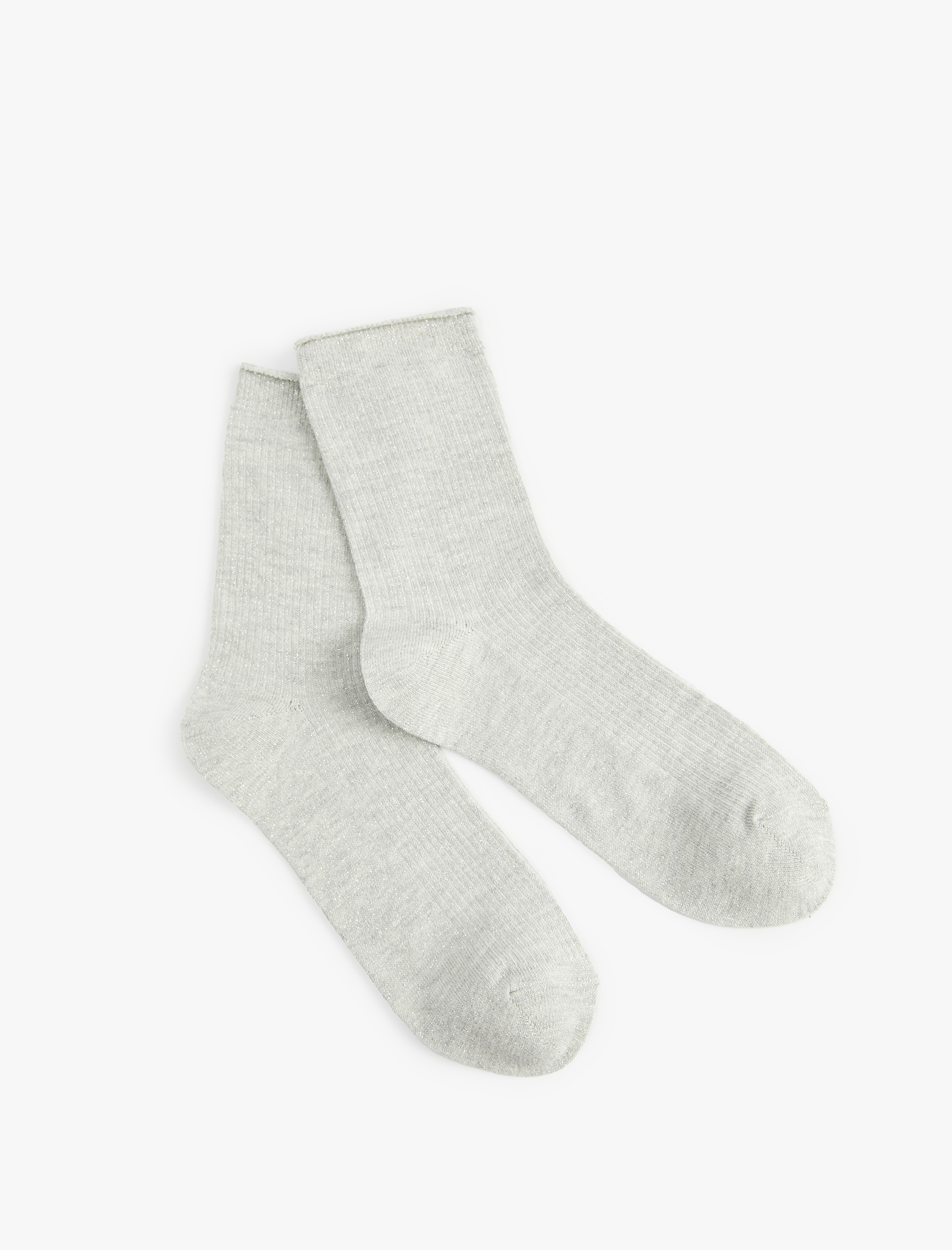  Kadın Dokulu Parlak Detaylı Pamuklu Soket Çorap